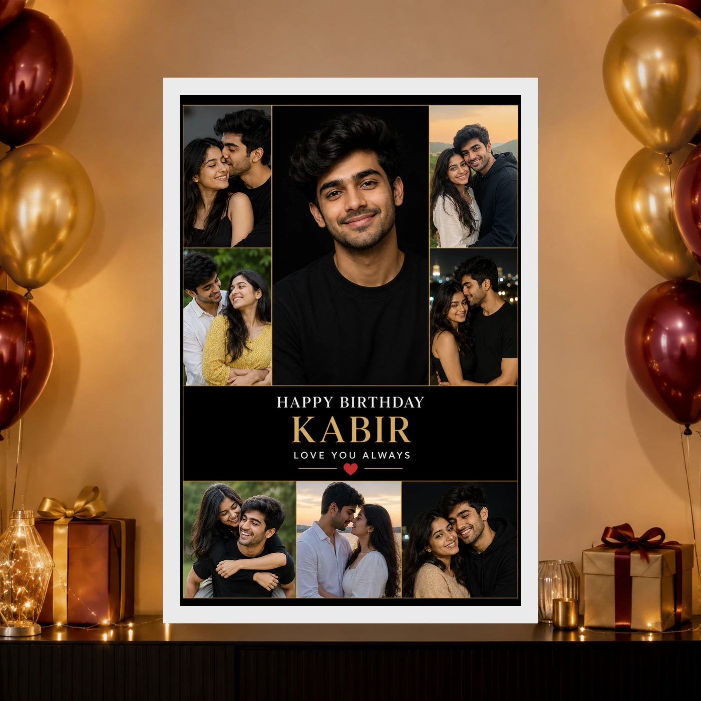 Boyfriend Birthday Photo Frame Multi Photo Balloon Theme, view 10