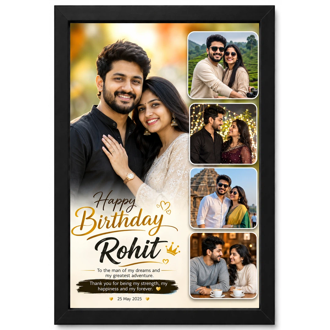 Boyfriend Girlfriend Photo Frame Birthday Couple Collage, view 12