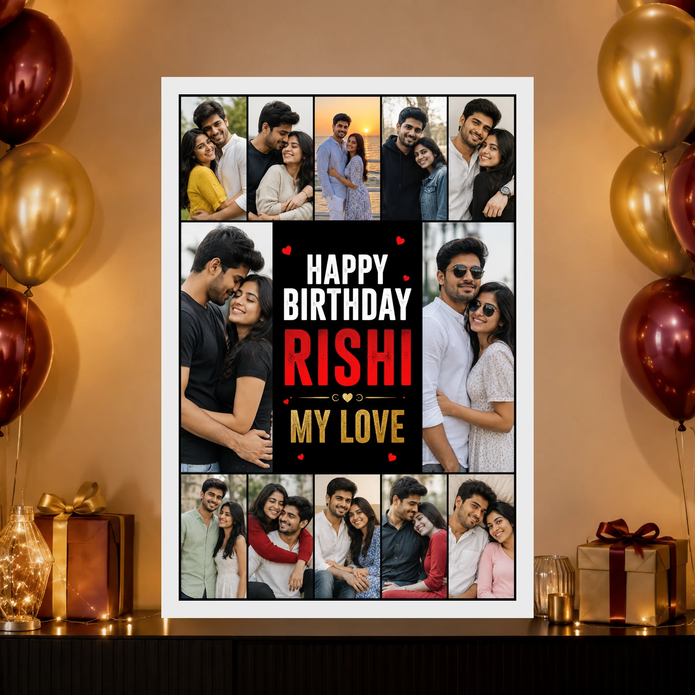 Boyfriend Photo Frame Birthday Gift Idea Collage, view 10