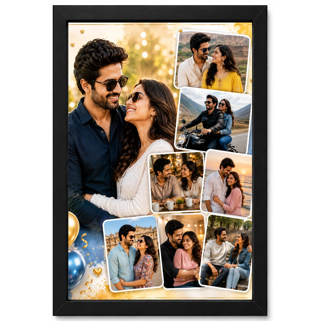 Boyfriend Photo Frame Birthday Golden Collage Design, view 12