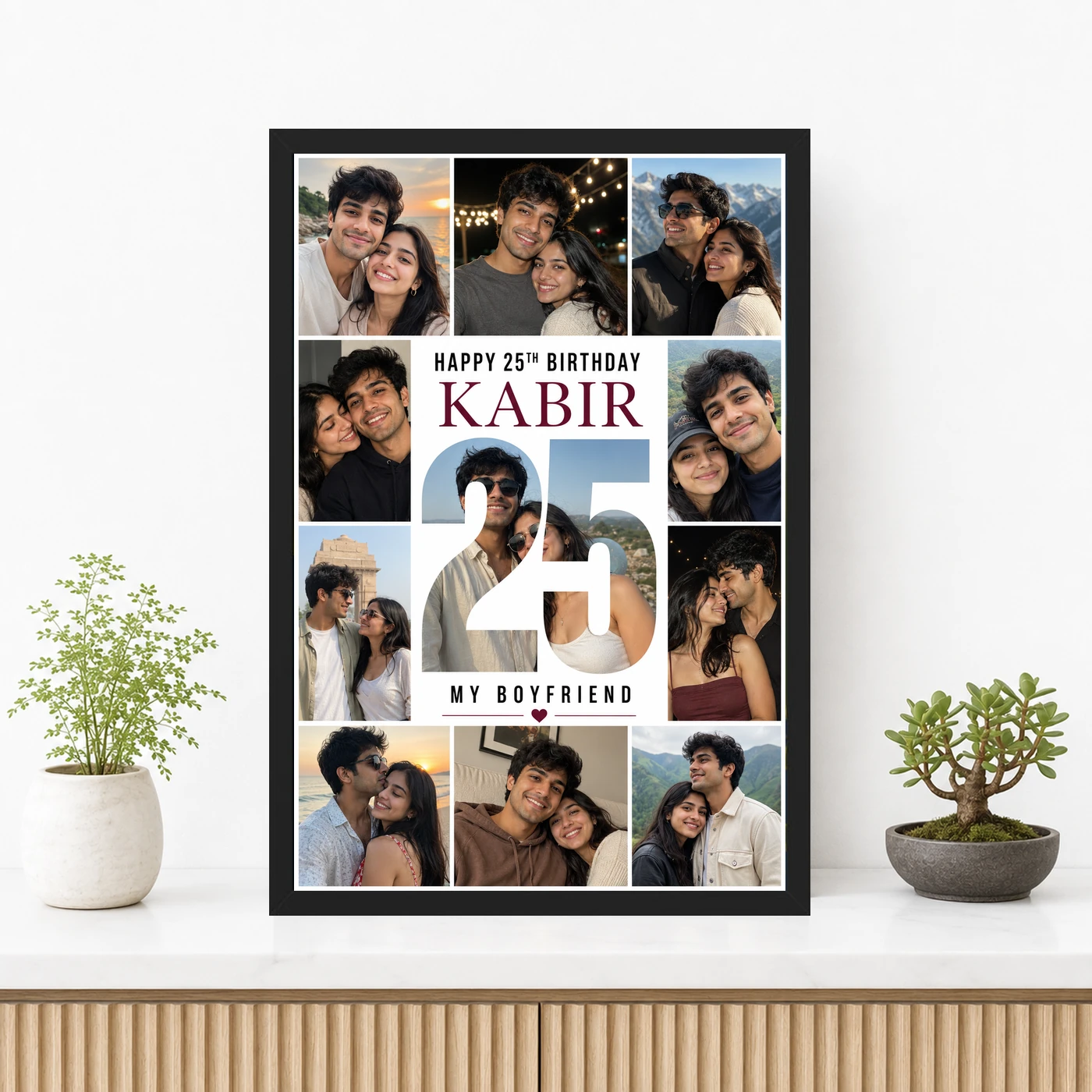 Boyfriend Photo Frame Birthday Golden Collage Design, view 3