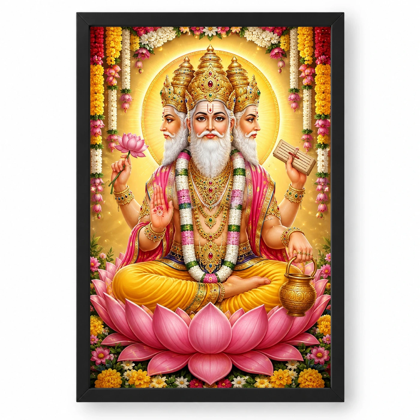 Brahma Dev Grand Festival Flower Decoration Photo Frame