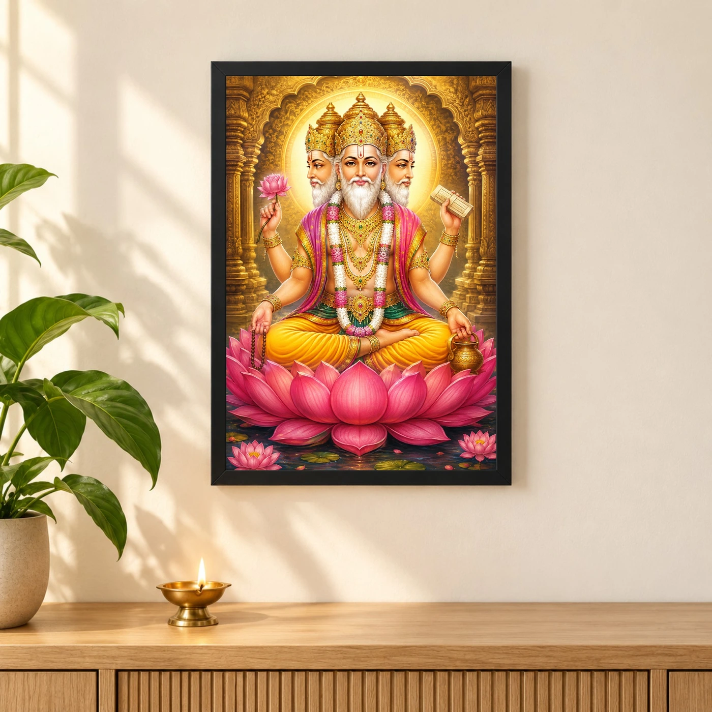 Brahma Dev Heritage Temple Architecture Backdrop Photo Frame, view 3