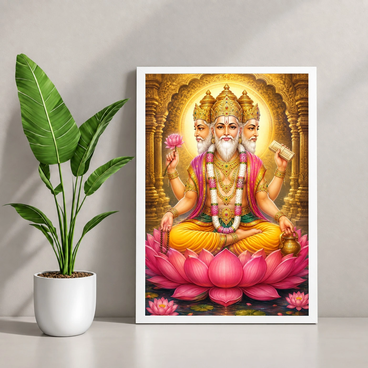 Brahma Dev Heritage Temple Architecture Backdrop Photo Frame, view 4