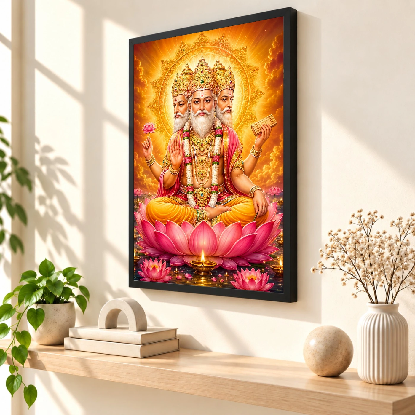 Brahma Dev Lotus And Diya Radiance Photo Frame, view 2