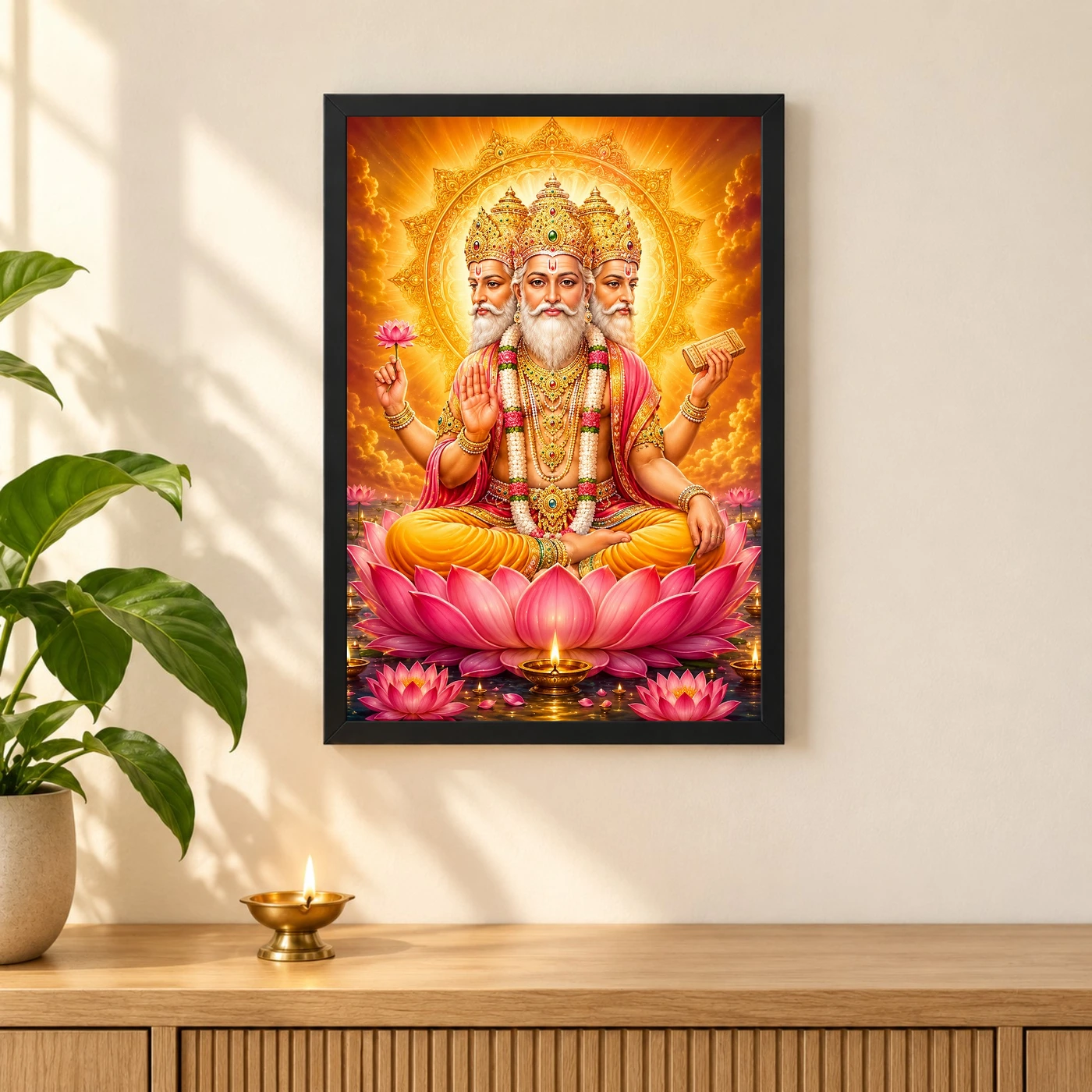 Brahma Dev Lotus And Diya Radiance Photo Frame, view 3