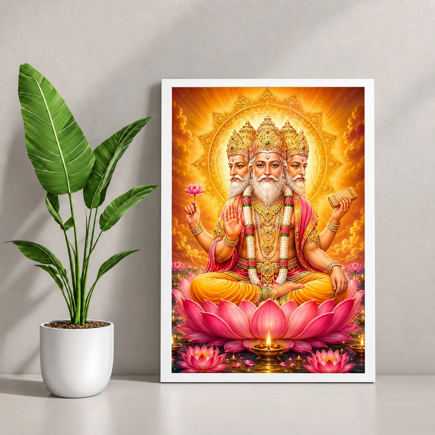 Brahma Dev Lotus And Diya Radiance Photo Frame, view 4