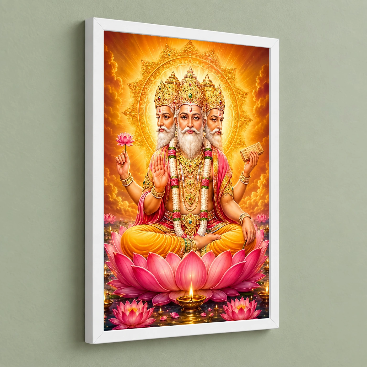 Brahma Dev Lotus And Diya Radiance Photo Frame, view 5