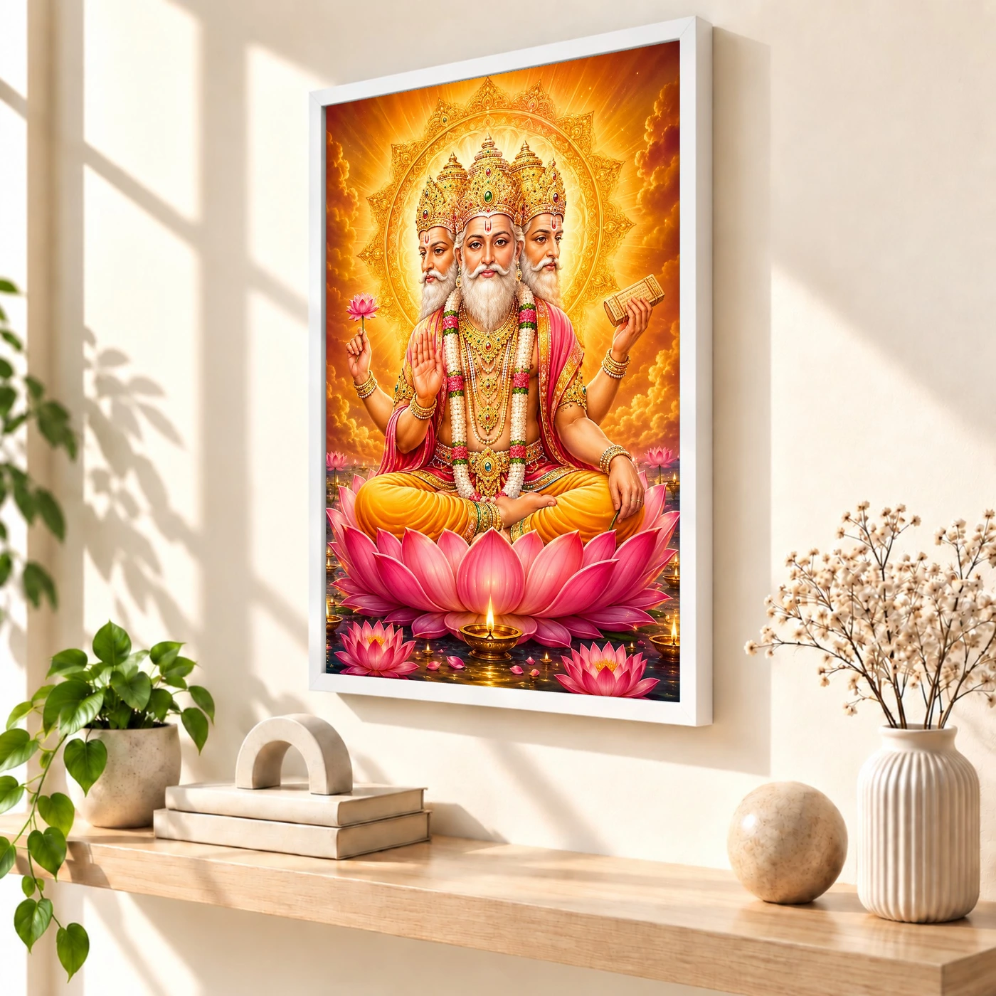 Brahma Dev Lotus And Diya Radiance Photo Frame, view 7