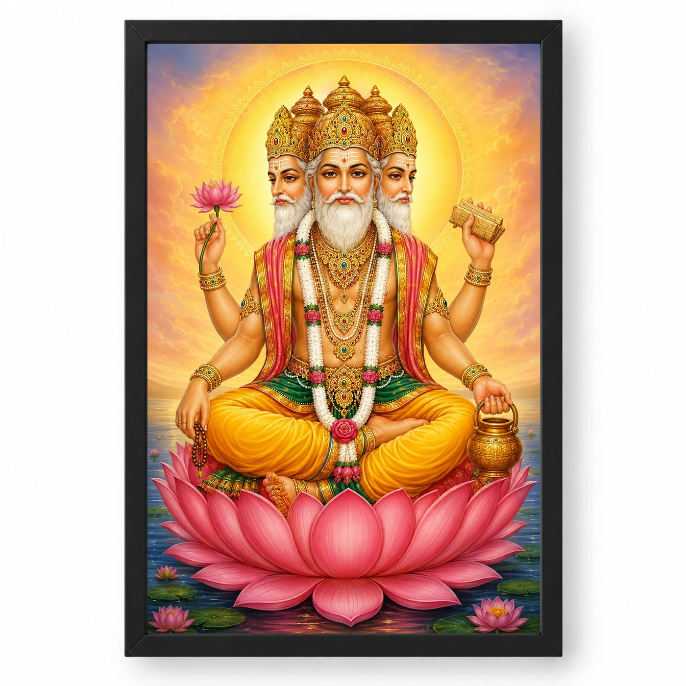 Brahma Dev Peaceful Home Mandir Composition Photo Frame