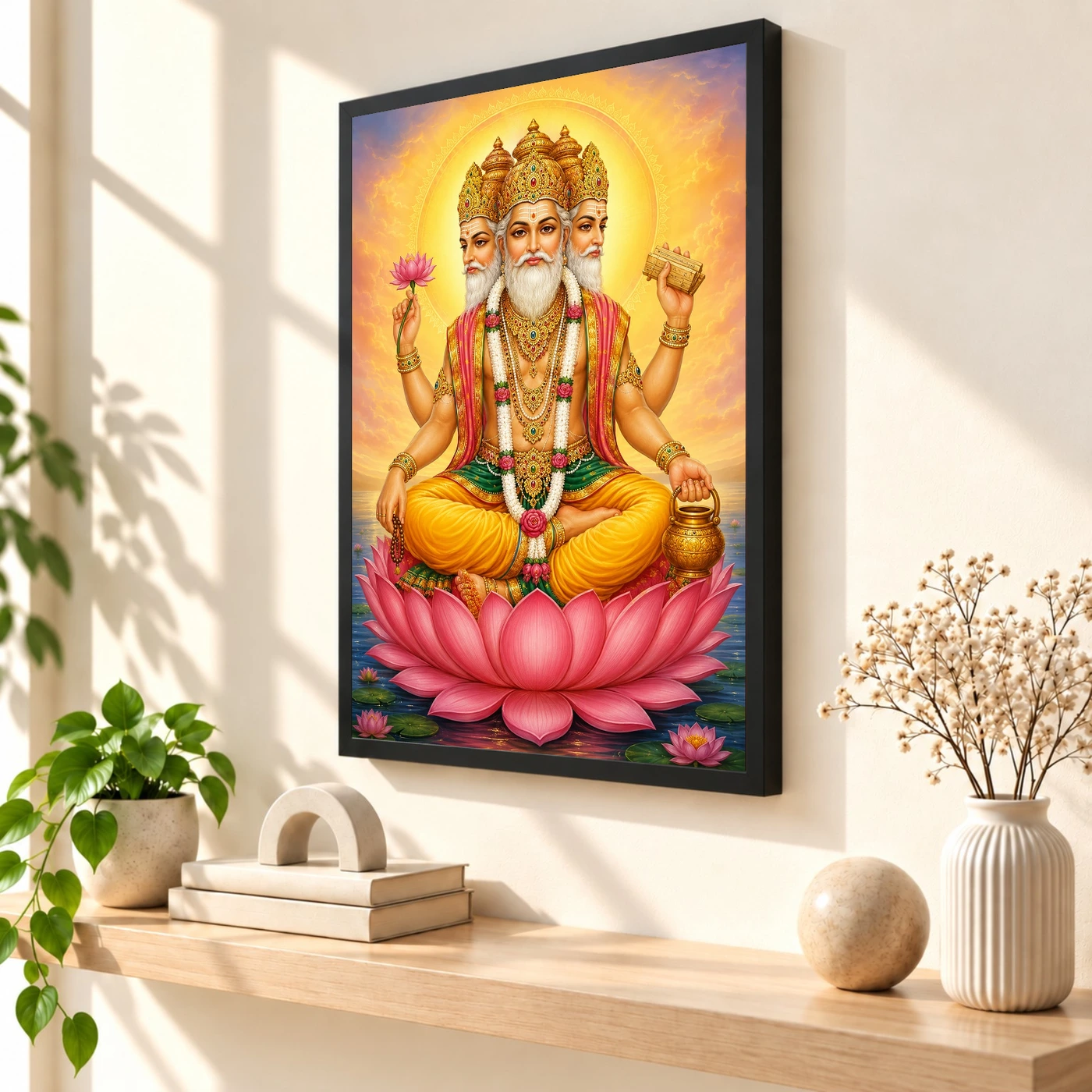 Brahma Dev Peaceful Home Mandir Composition Photo Frame, view 2