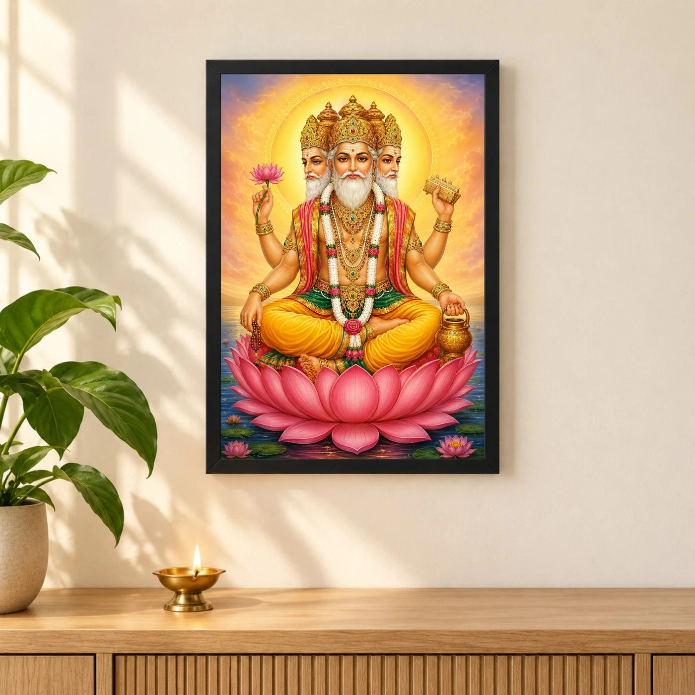 Brahma Dev Peaceful Home Mandir Composition Photo Frame, view 3