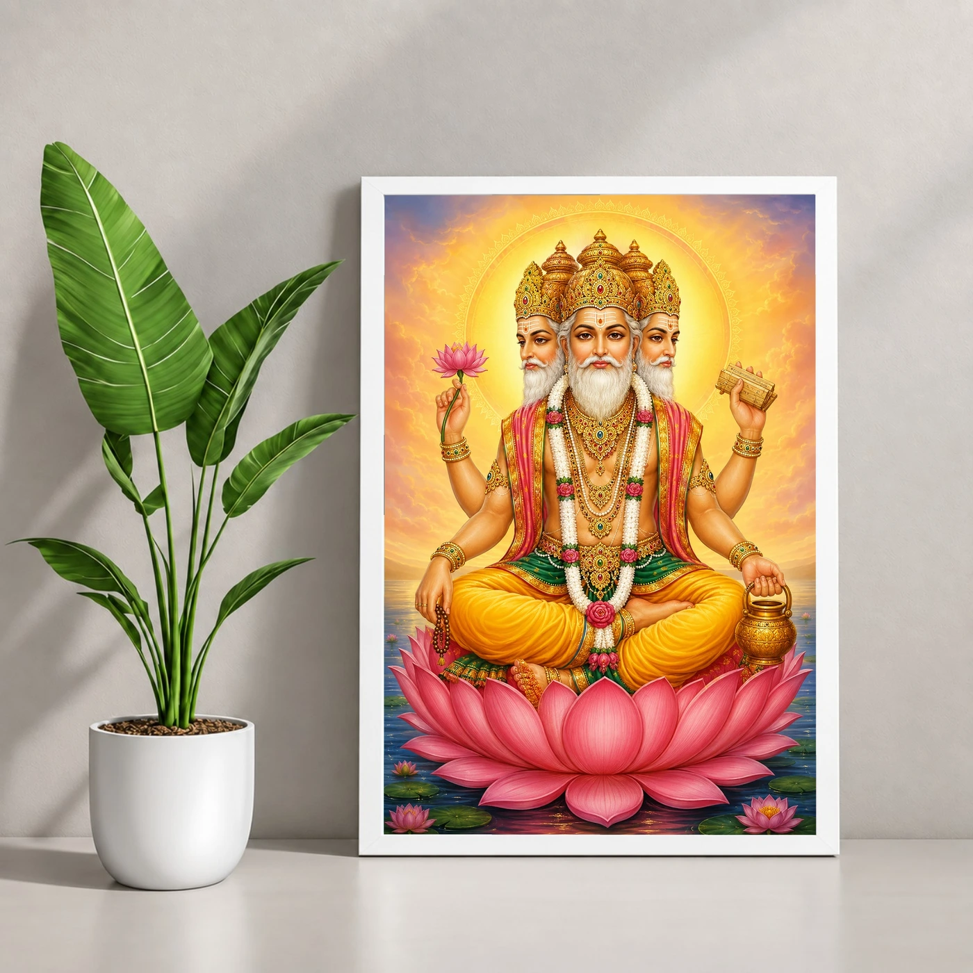 Brahma Dev Peaceful Home Mandir Composition Photo Frame, view 4