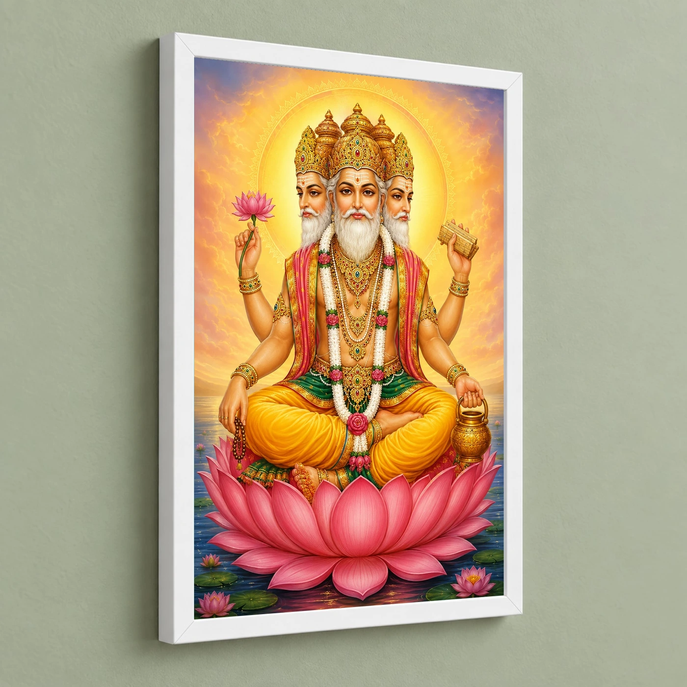 Brahma Dev Peaceful Home Mandir Composition Photo Frame, view 5
