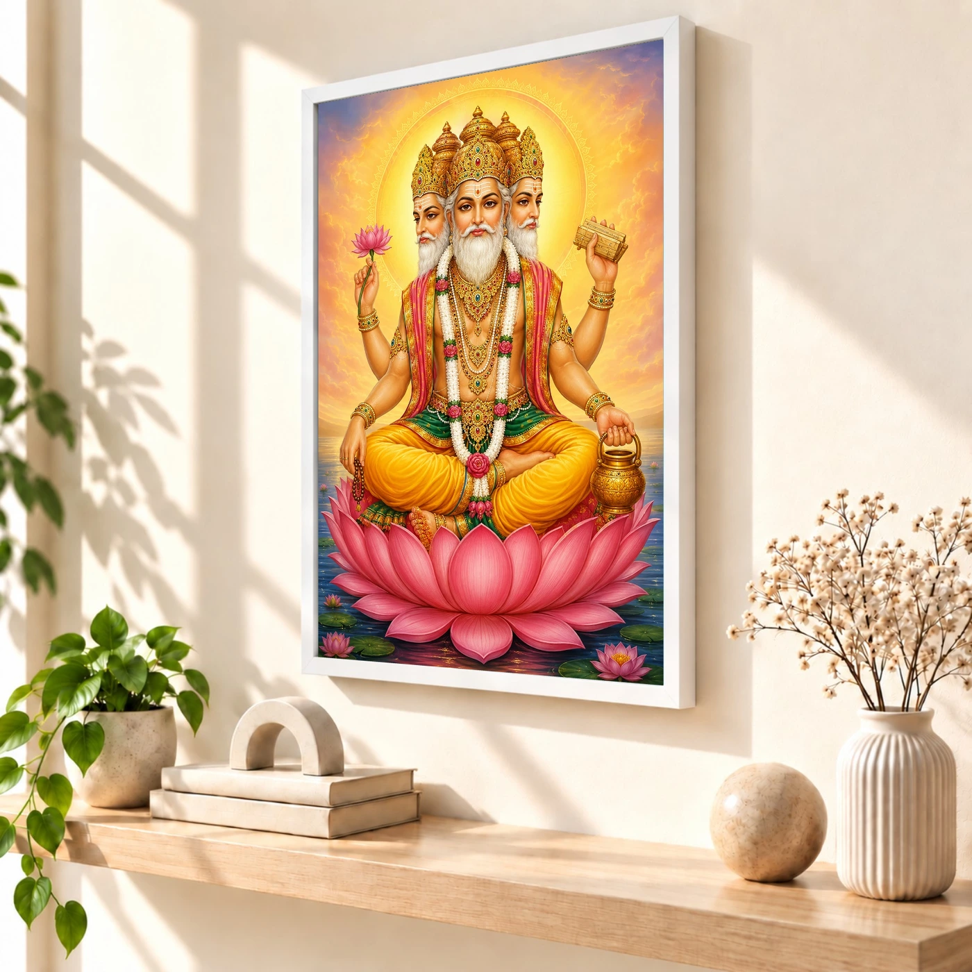 Brahma Dev Peaceful Home Mandir Composition Photo Frame, view 7