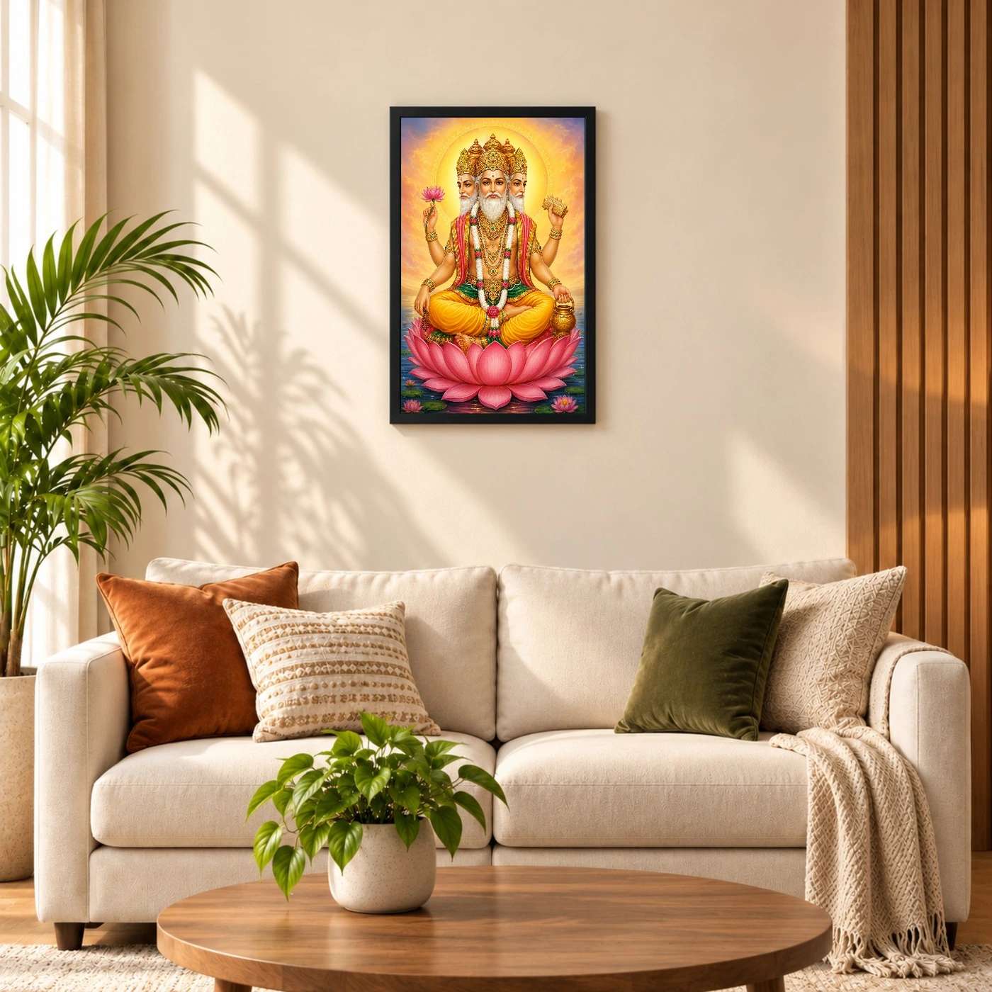 Brahma Dev Peaceful Home Mandir Composition Photo Frame, view 8