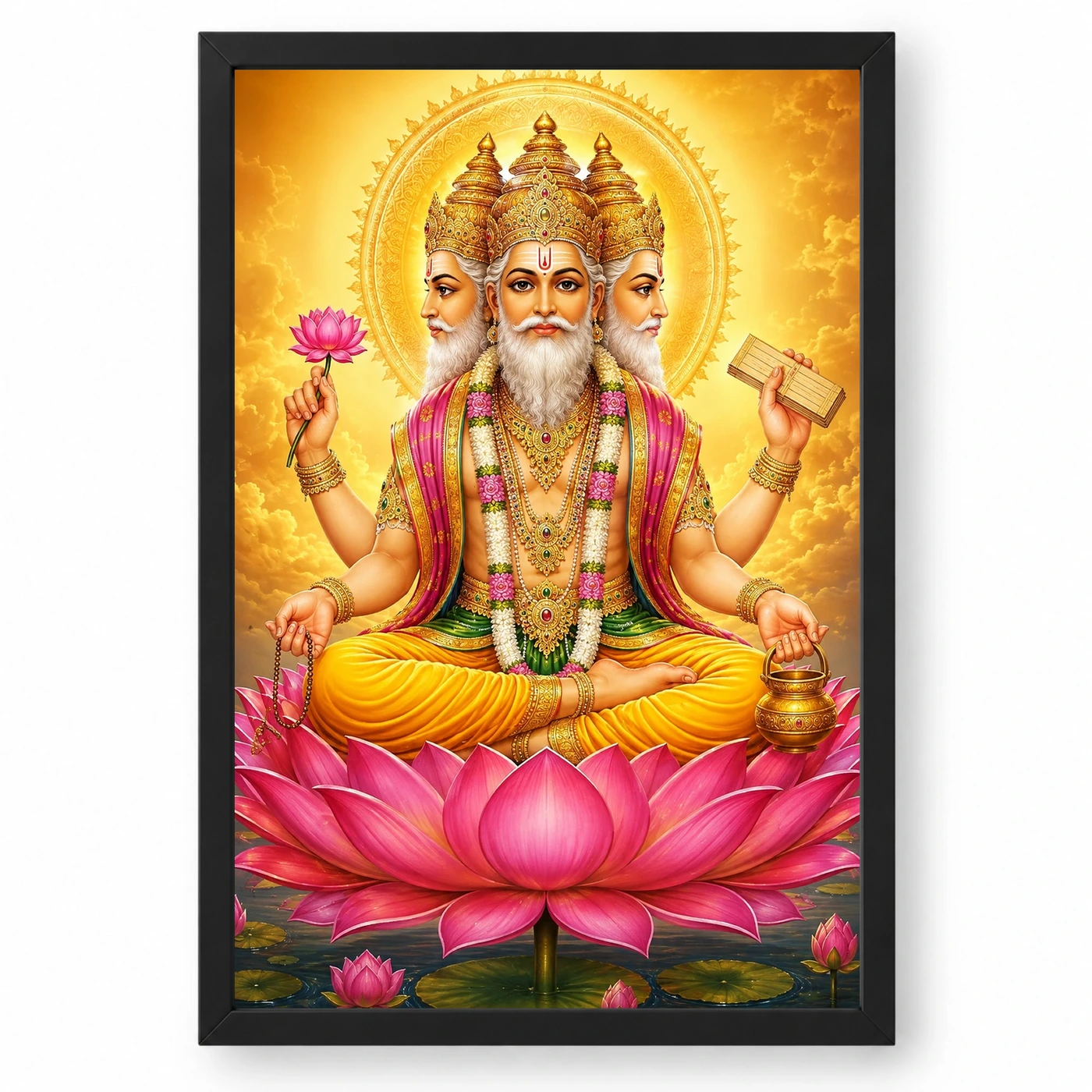 Brahma Dev Traditional Indian Miniature-Inspired Devotional Art Photo Frame