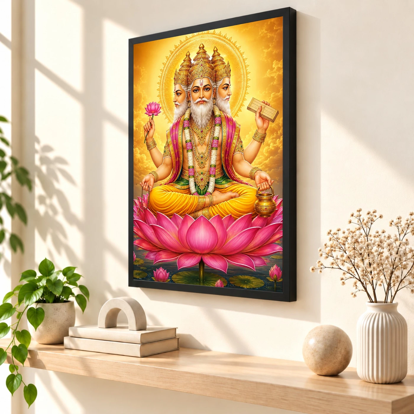 Brahma Dev Traditional Indian Miniature-Inspired Devotional Art Photo Frame, view 2