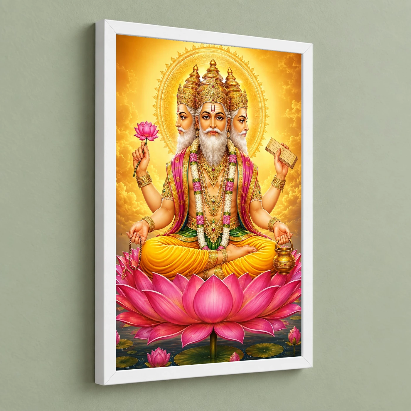 Brahma Dev Traditional Indian Miniature-Inspired Devotional Art Photo Frame, view 5