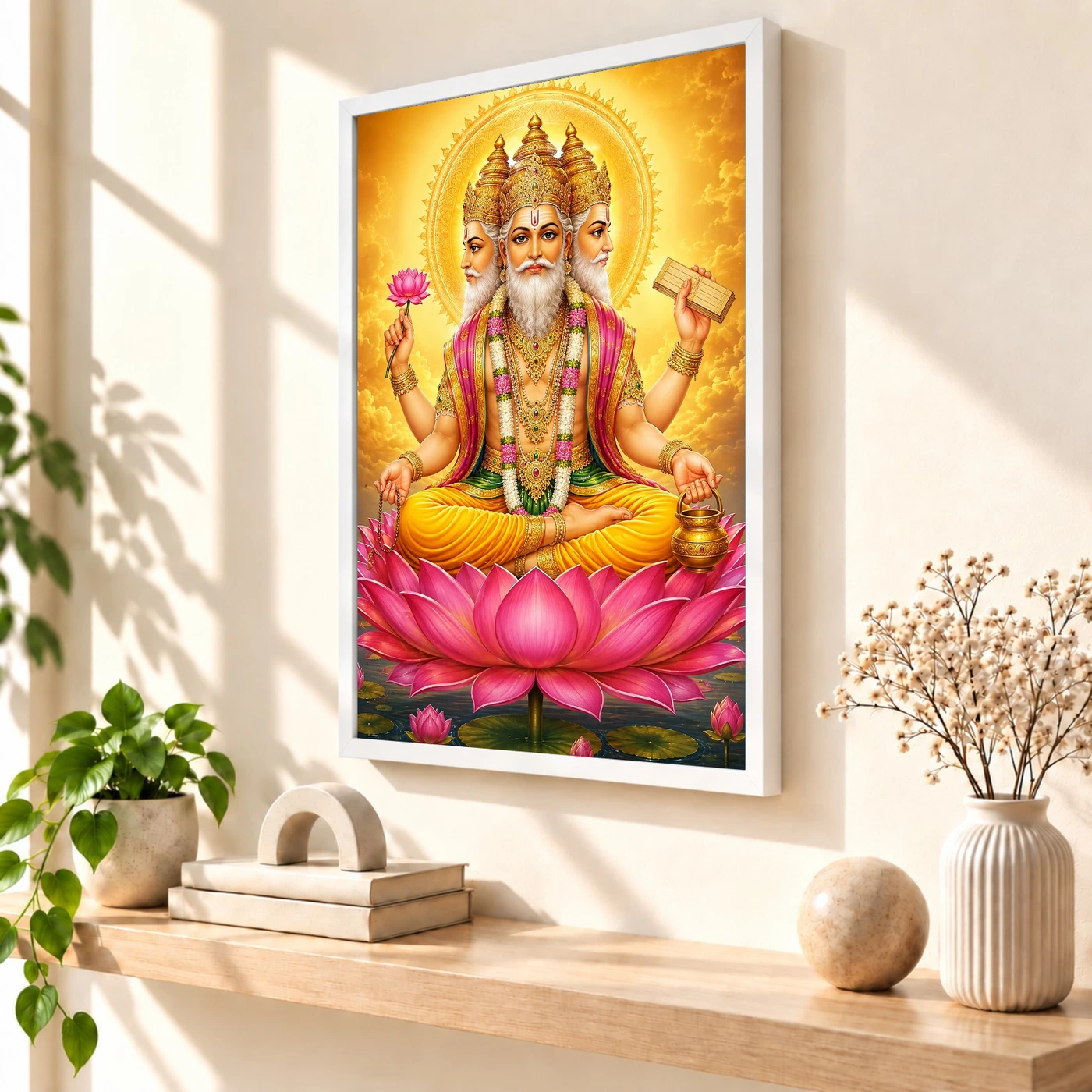 Brahma Dev Traditional Indian Miniature-Inspired Devotional Art Photo Frame, view 7