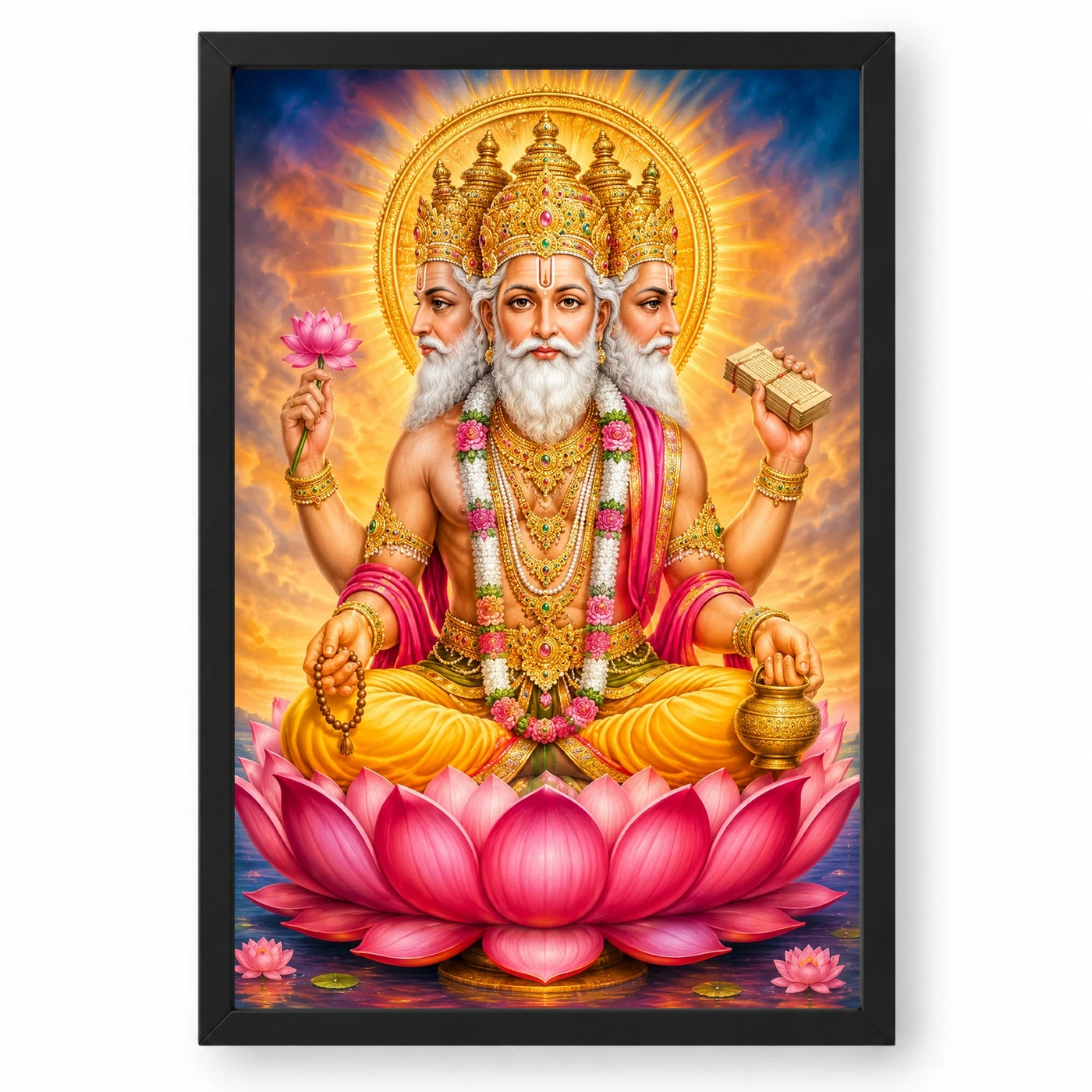 Brahma Dev Vivid Premium Spiritual Poster Art Photo Frame
