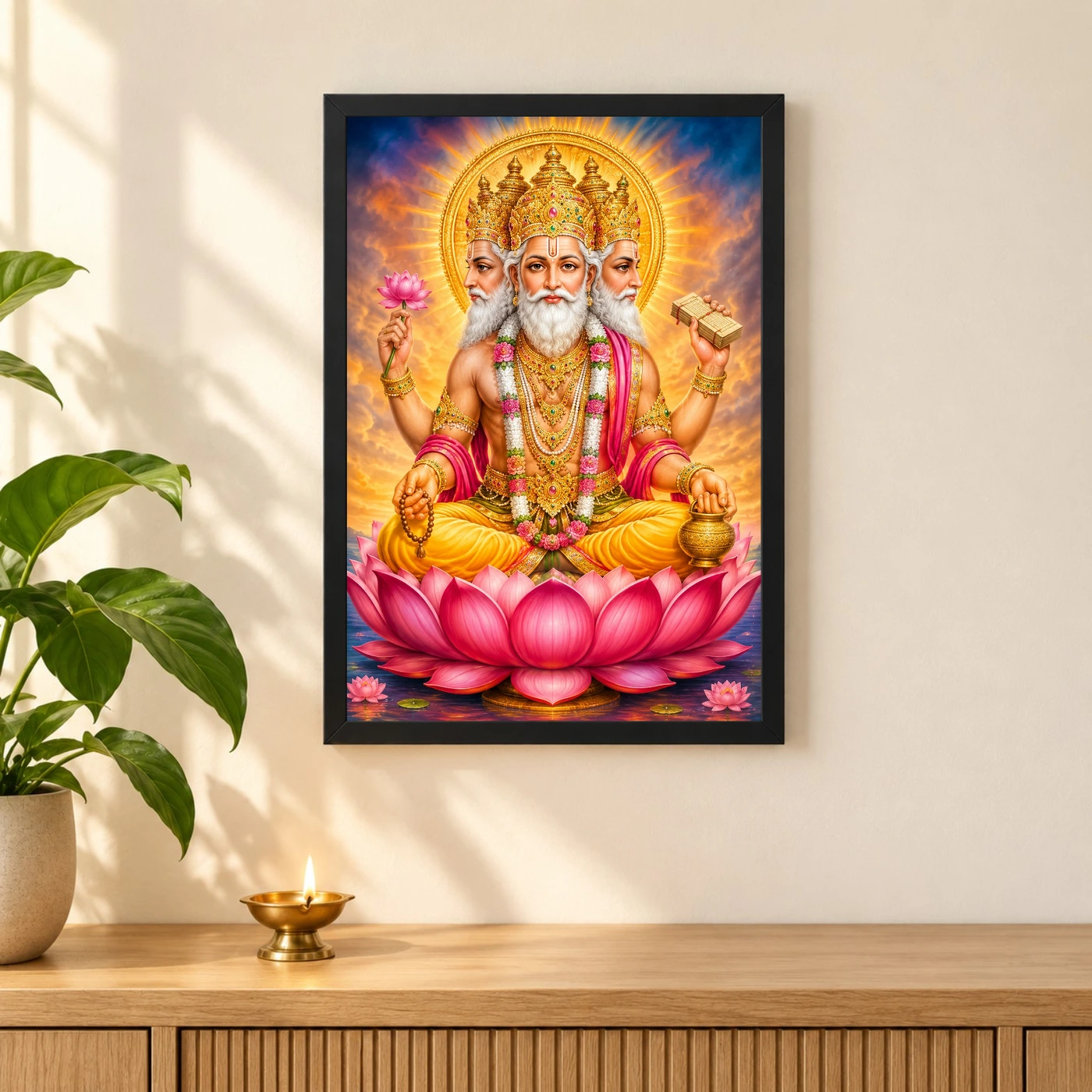 Brahma Dev Vivid Premium Spiritual Poster Art Photo Frame, view 3