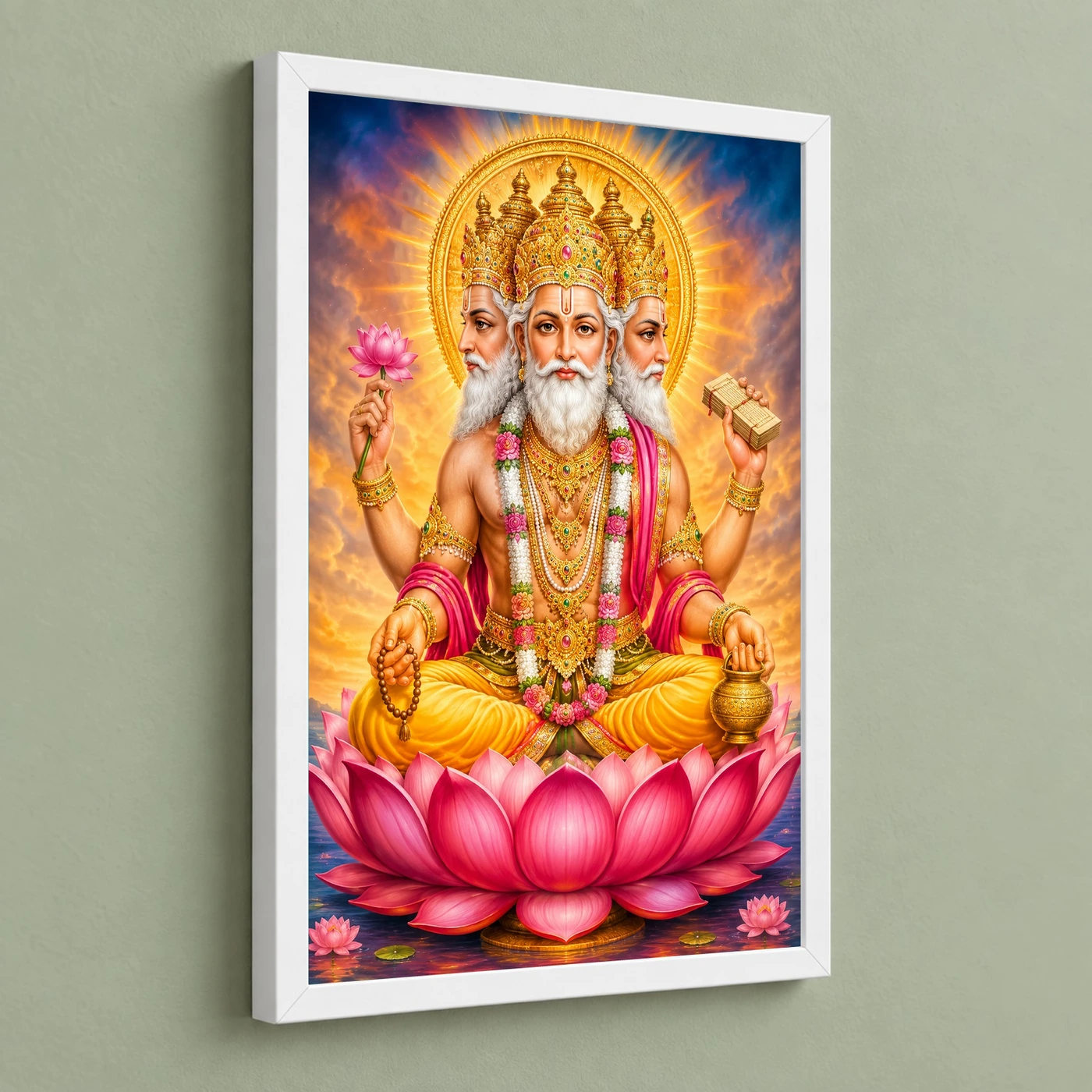Brahma Dev Vivid Premium Spiritual Poster Art Photo Frame, view 5