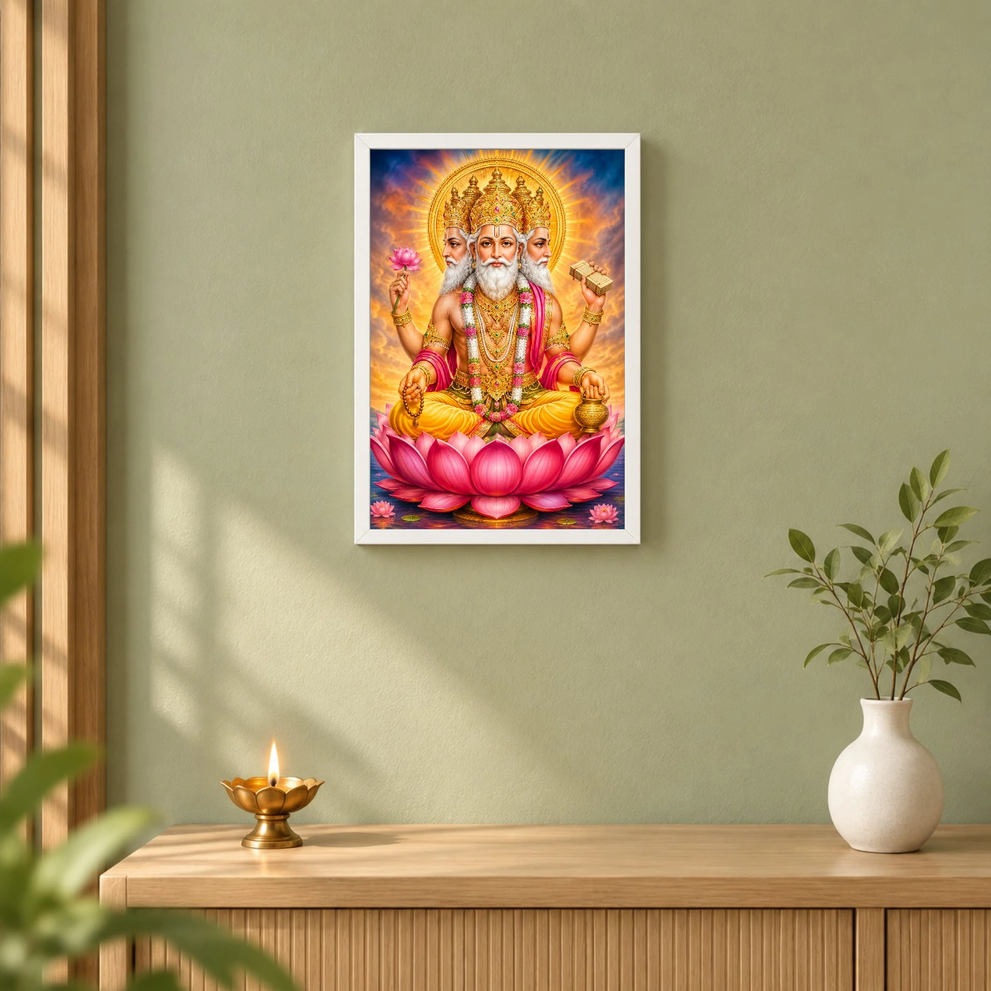 Brahma Dev Vivid Premium Spiritual Poster Art Photo Frame, view 6