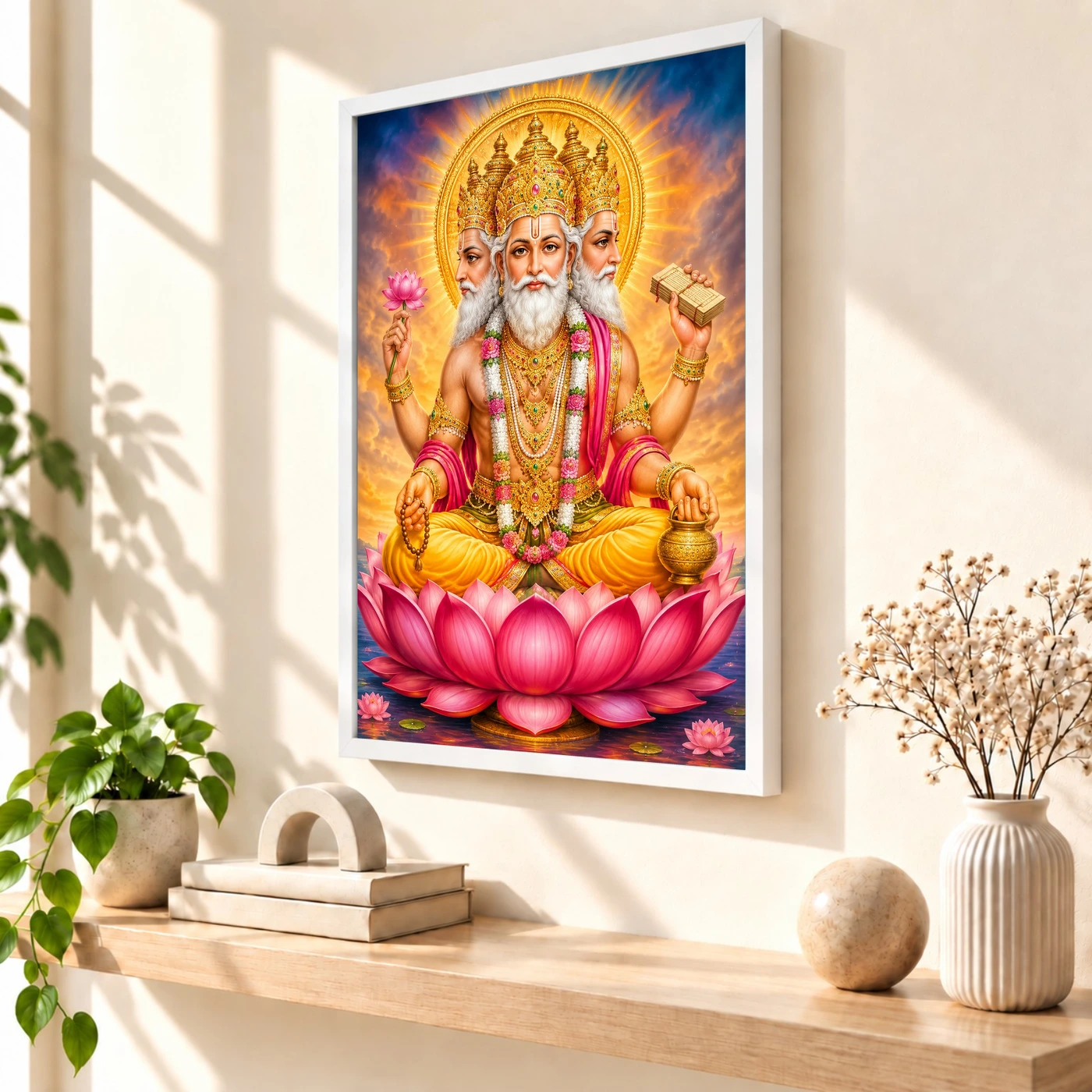 Brahma Dev Vivid Premium Spiritual Poster Art Photo Frame, view 7