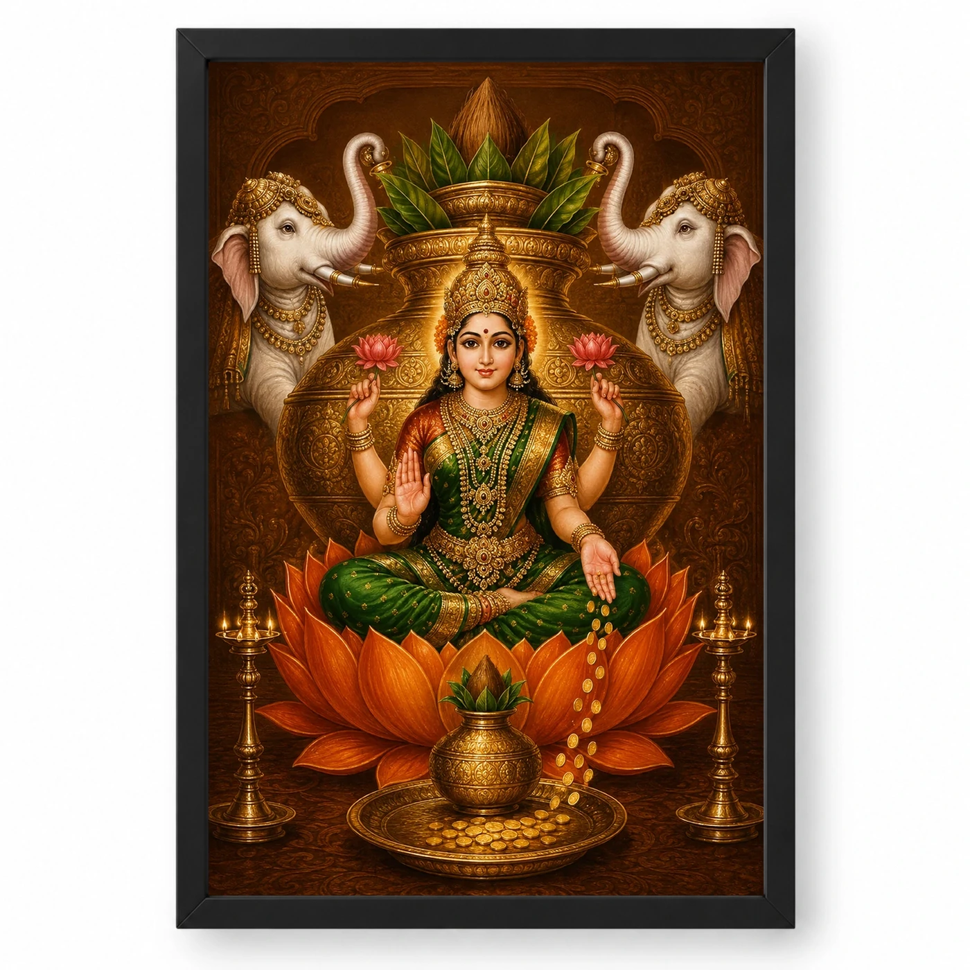 Bronze Amber Varalakshmi Photo Frame – Orange Lotus Art