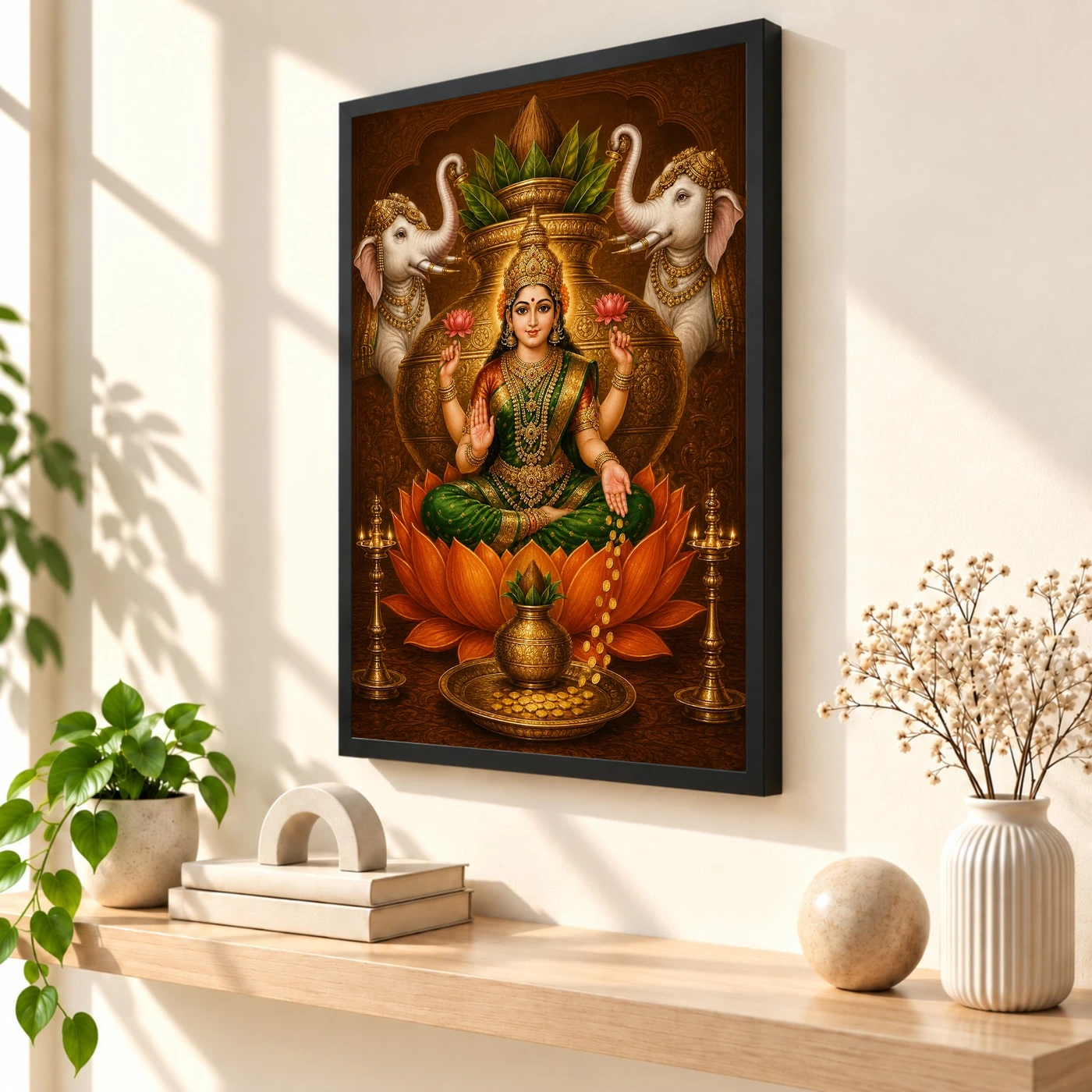 Bronze Amber Varalakshmi Photo Frame – Orange Lotus Art, view 2