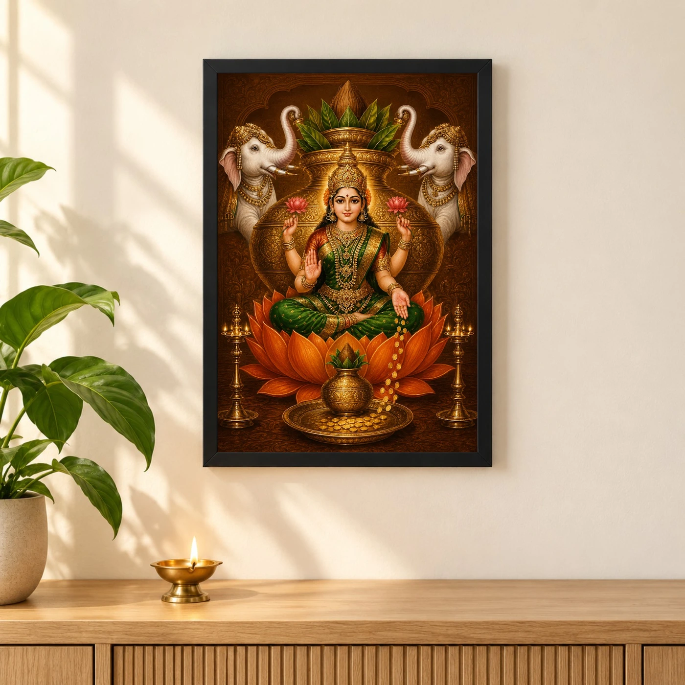 Bronze Amber Varalakshmi Photo Frame – Orange Lotus Art, view 3