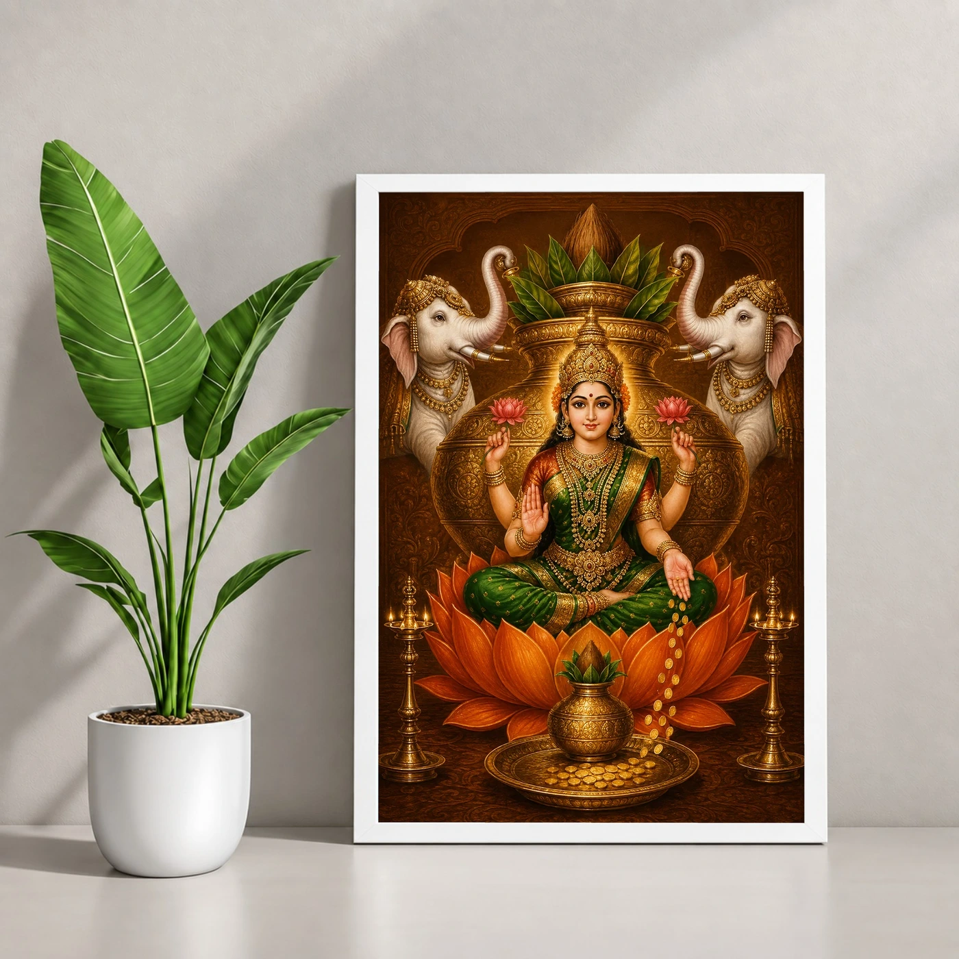 Bronze Amber Varalakshmi Photo Frame – Orange Lotus Art, view 4