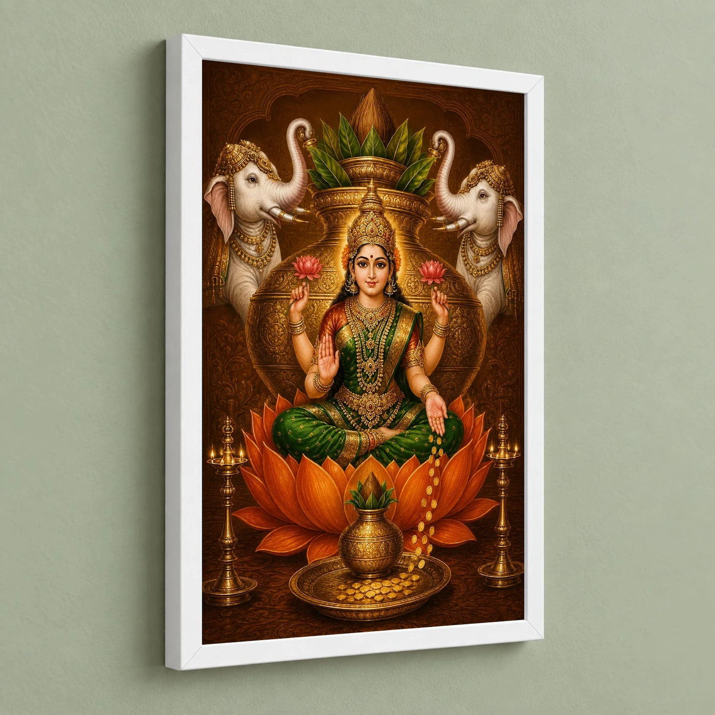 Bronze Amber Varalakshmi Photo Frame – Orange Lotus Art, view 5