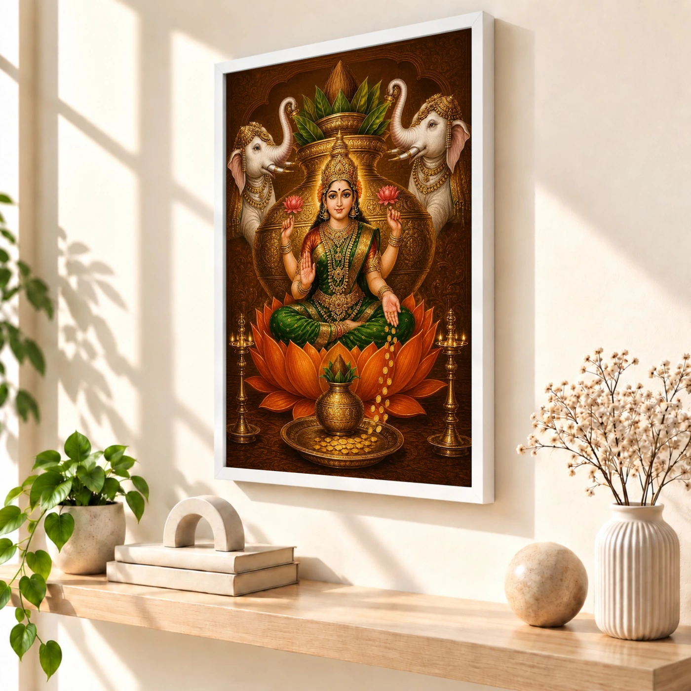 Bronze Amber Varalakshmi Photo Frame – Orange Lotus Art, view 7