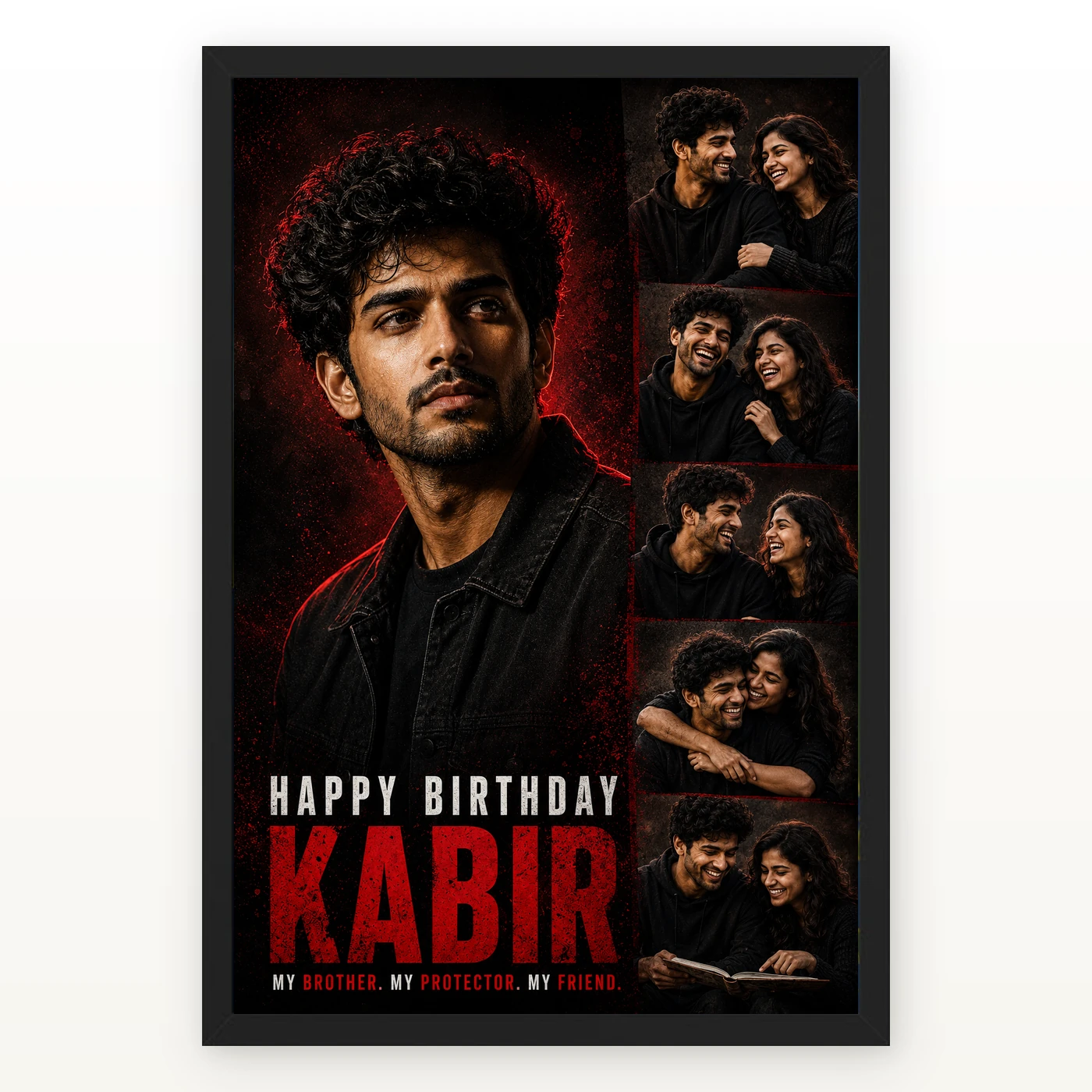 Brother Birthday Photo Frame Dramatic Lighting Pose