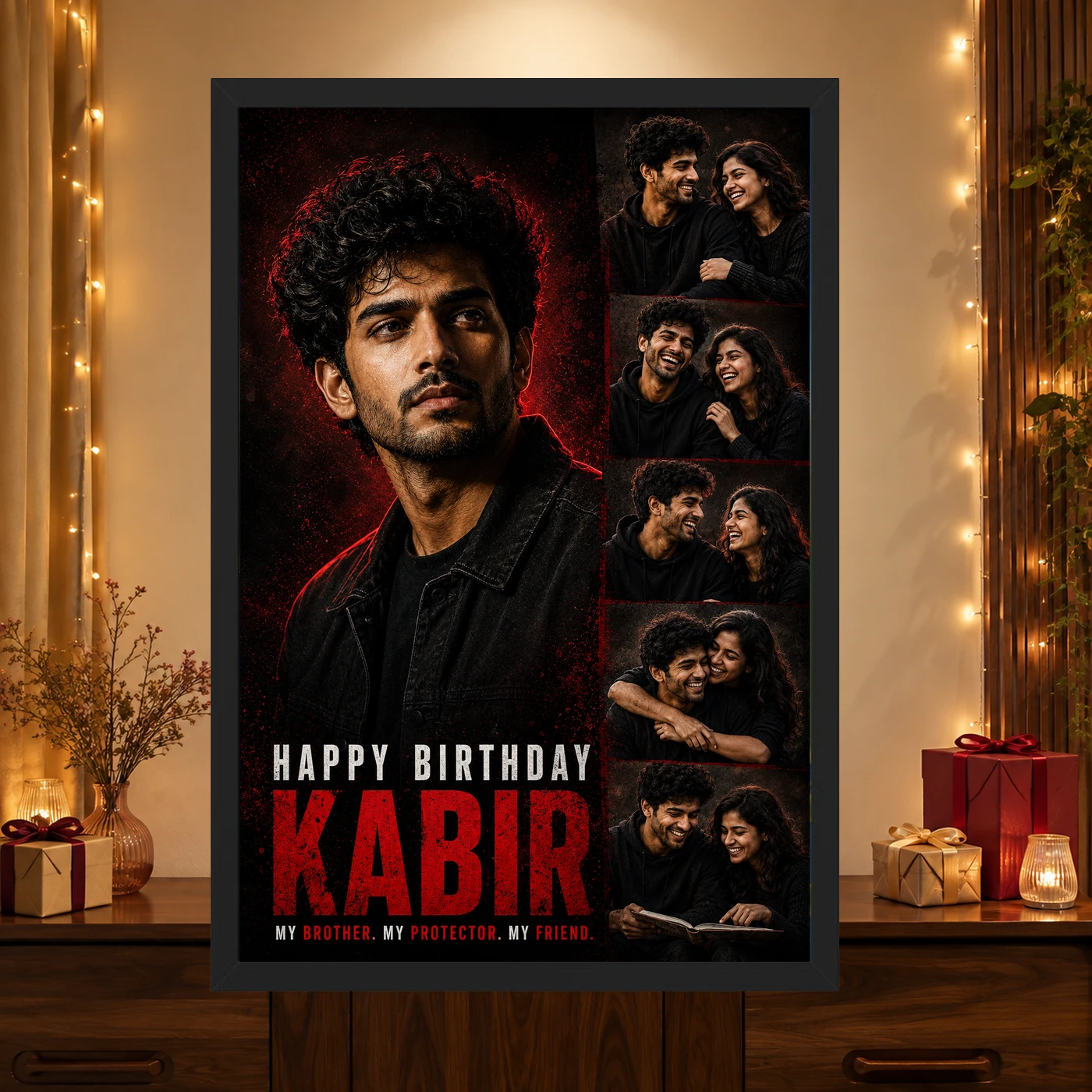Brother Birthday Photo Frame Dramatic Lighting Pose, view 4