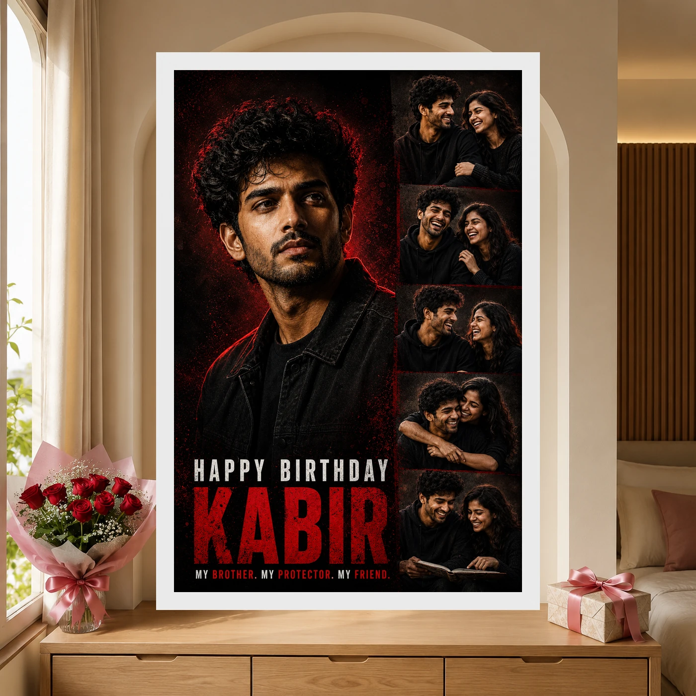 Brother Birthday Photo Frame Dramatic Lighting Pose, view 6