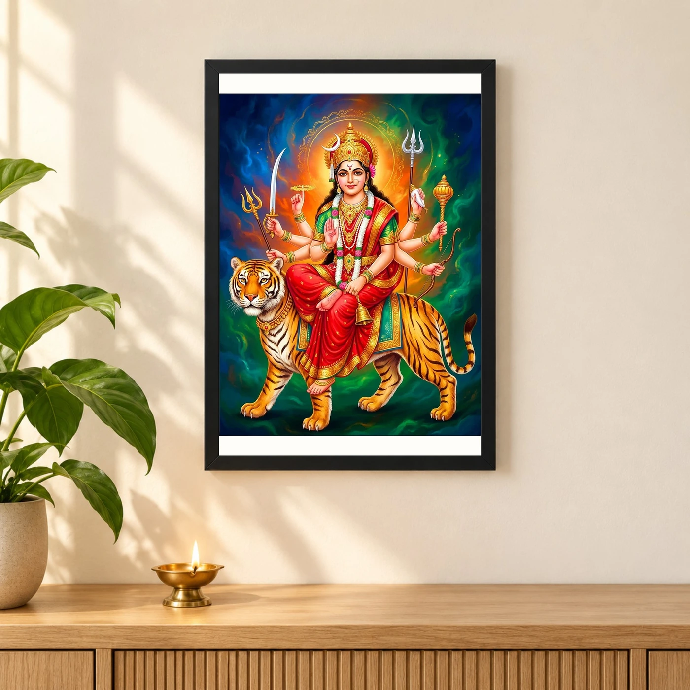 Chandraghanta Durga Navratri Crescent Moon Divine Art Photo Frame, view 3