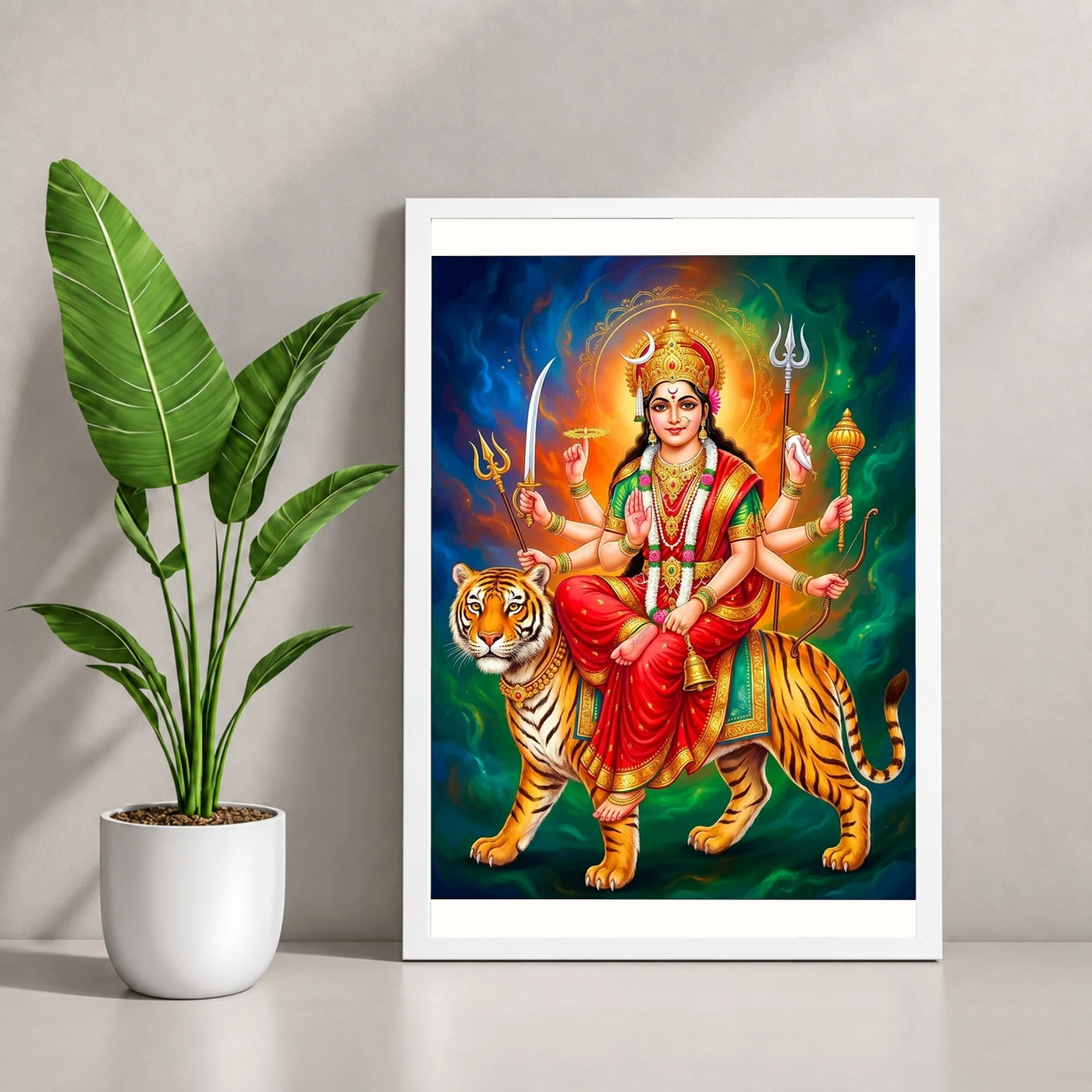 Chandraghanta Durga Navratri Crescent Moon Divine Art Photo Frame, view 4