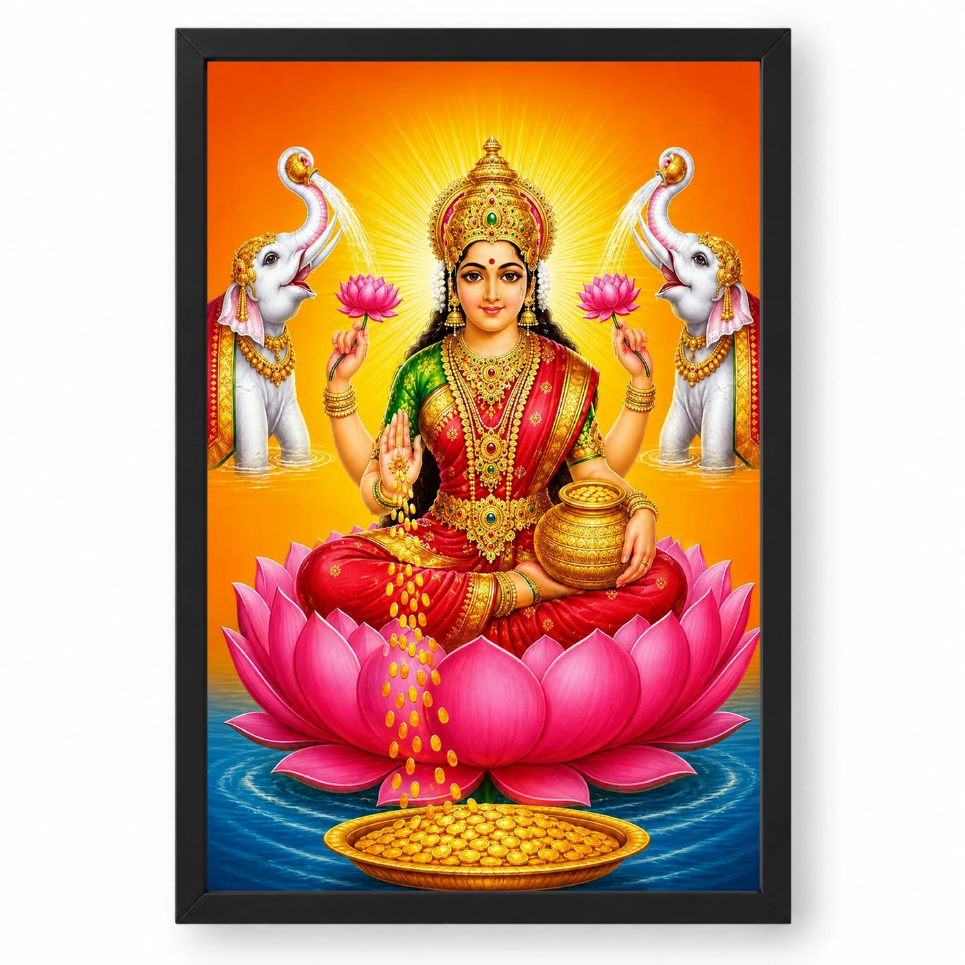 Classic Gaja Varalakshmi Photo Frame – Saffron Lotus Art