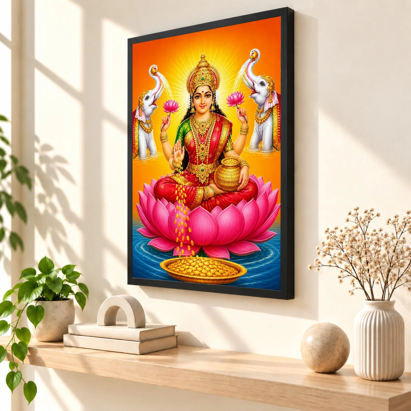 Classic Gaja Varalakshmi Photo Frame – Saffron Lotus Art, view 2