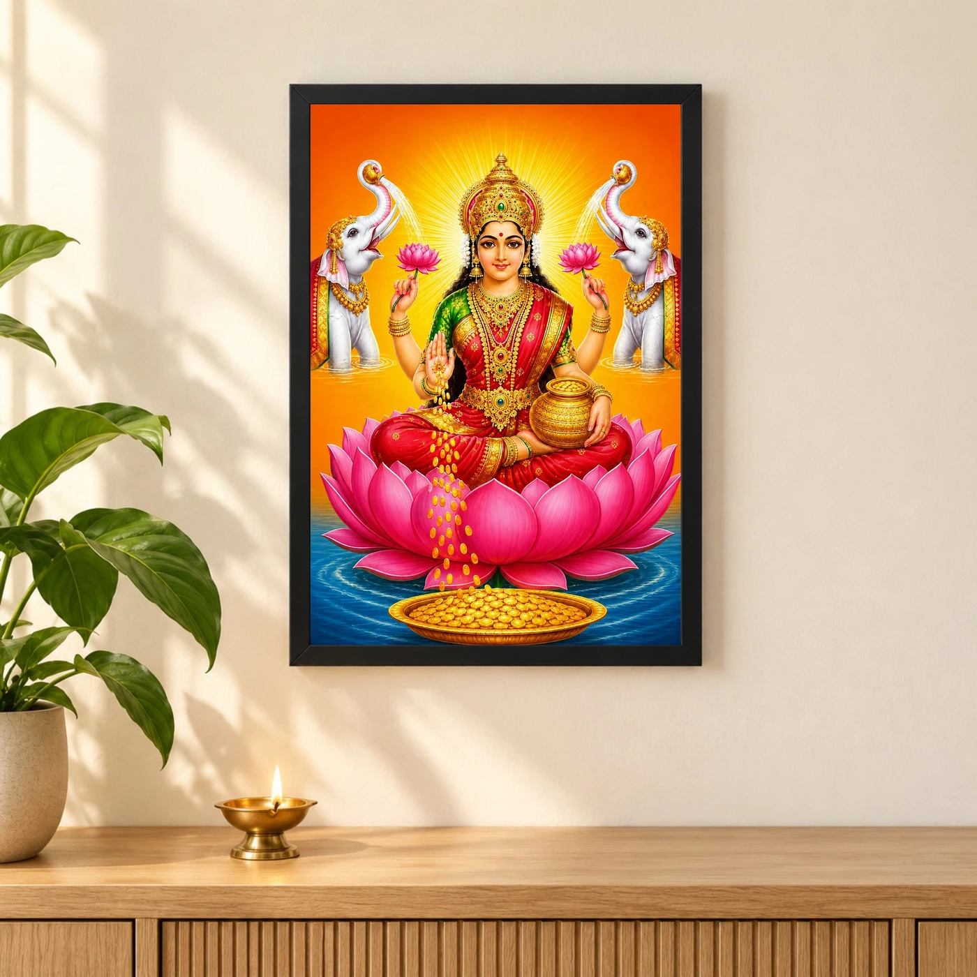 Classic Gaja Varalakshmi Photo Frame – Saffron Lotus Art, view 3