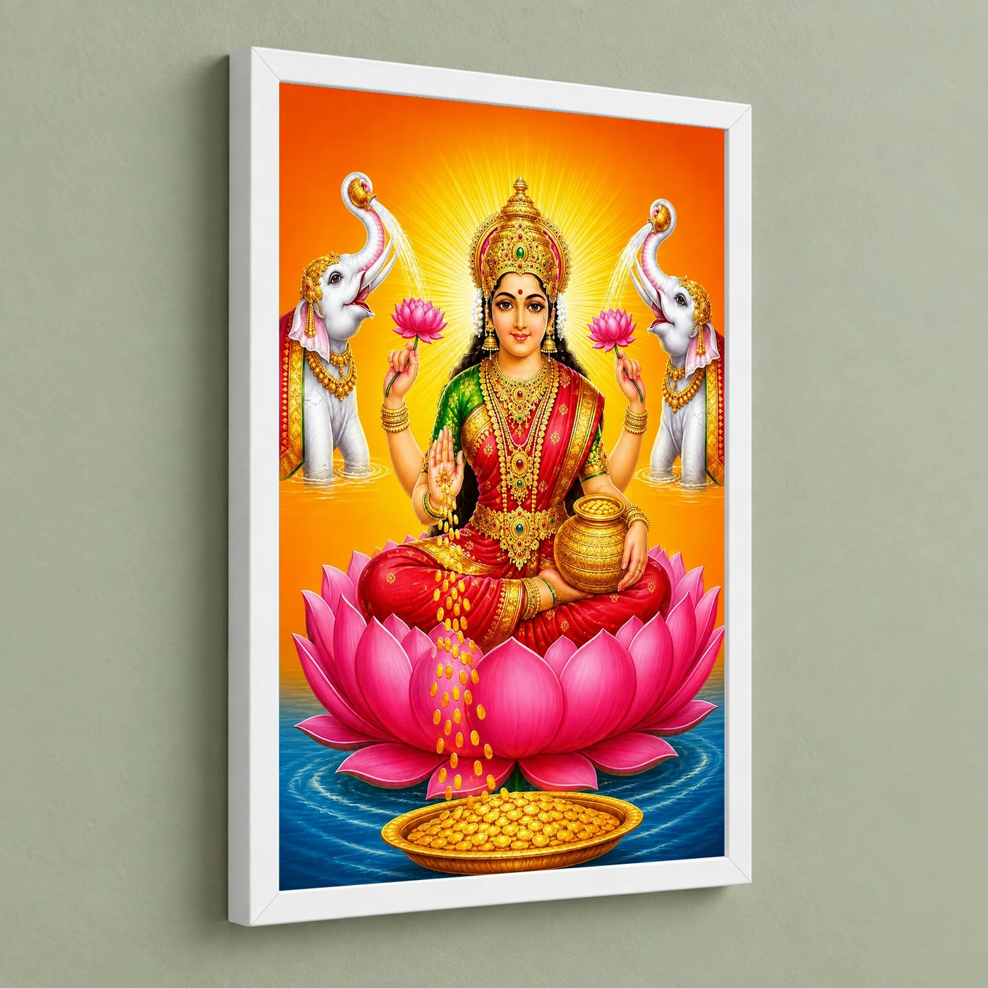 Classic Gaja Varalakshmi Photo Frame – Saffron Lotus Art, view 5