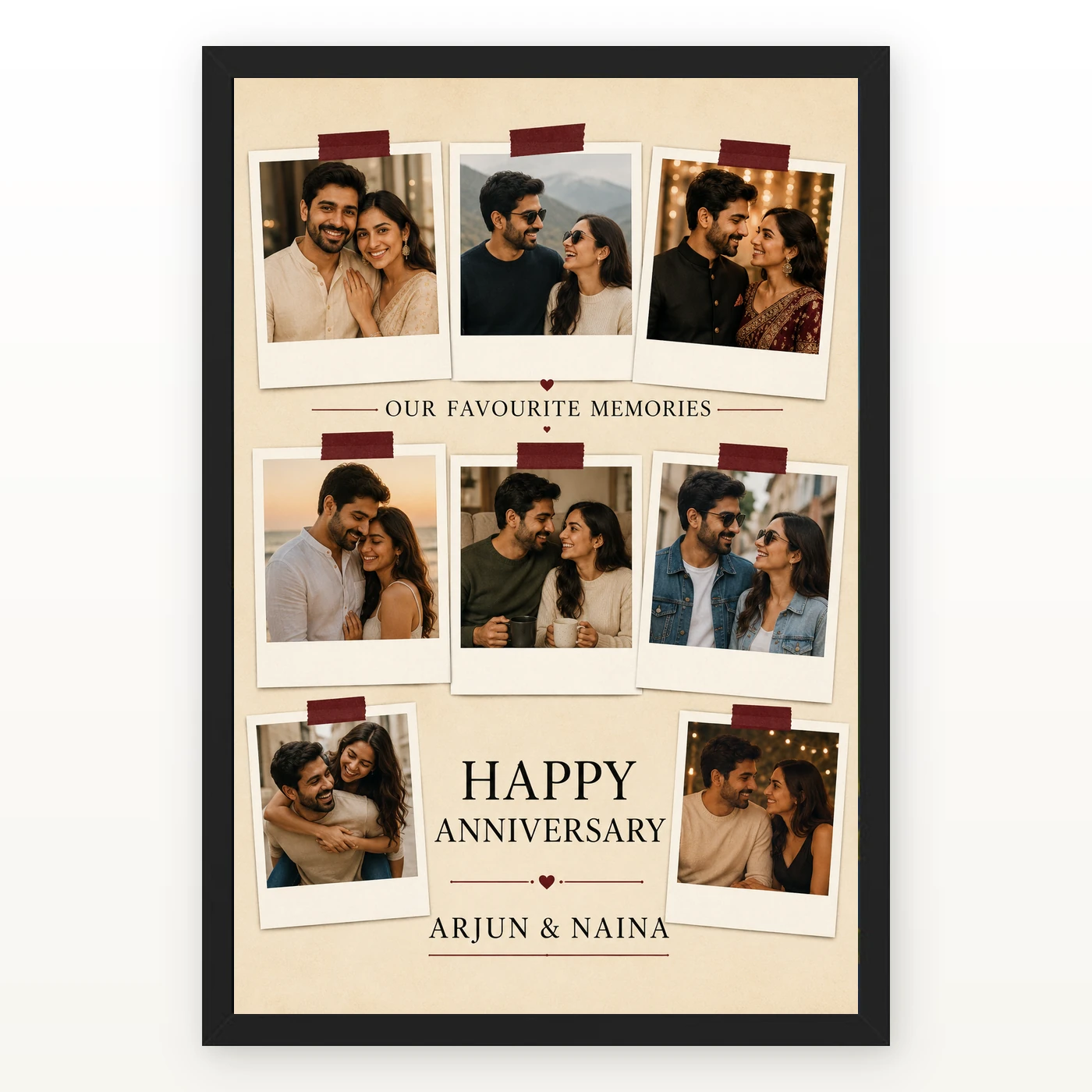 Collage Photo Frame for Anniversary Black Gold Luxury Memories Photo Frame