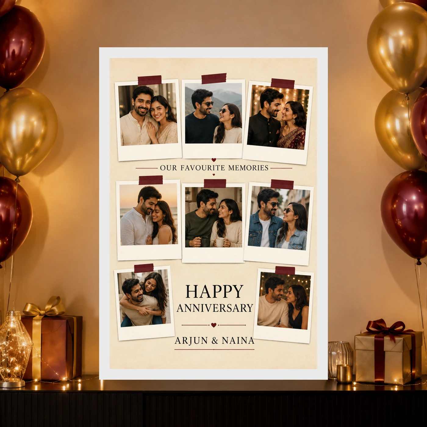 Collage Photo Frame for Anniversary Black Gold Luxury Memories Photo Frame, view 10