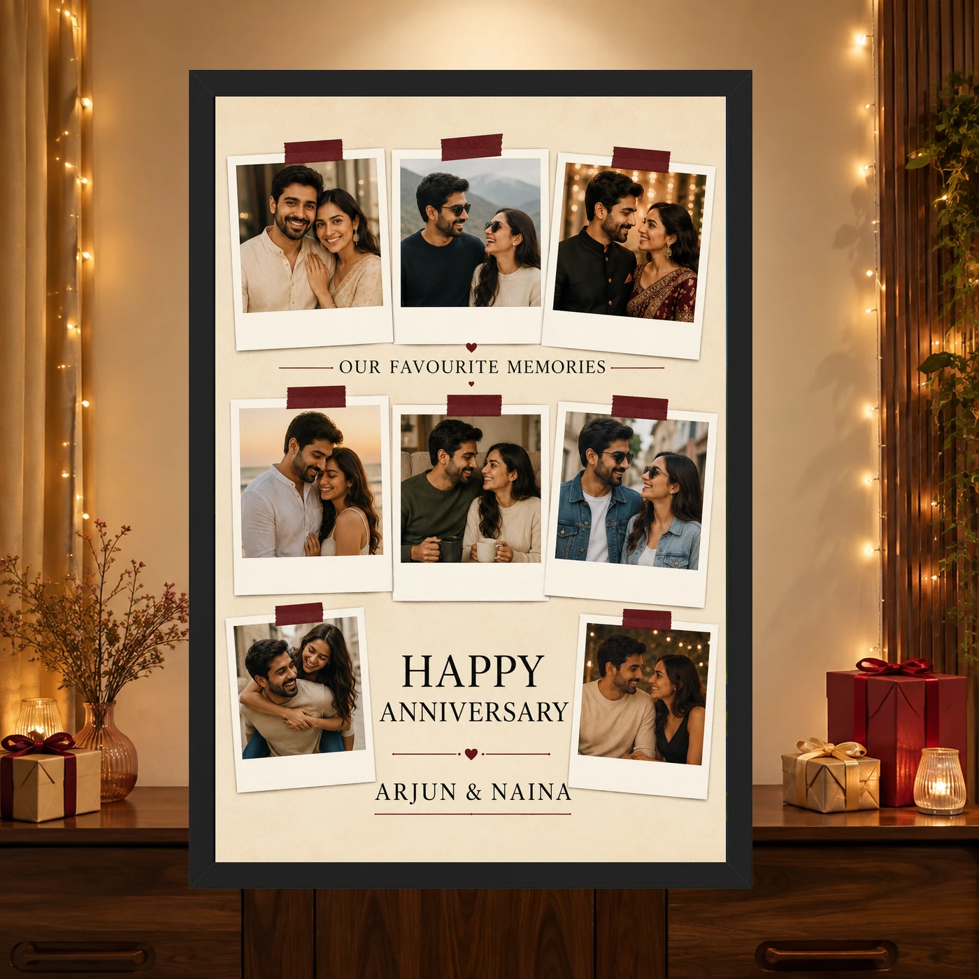 Collage Photo Frame for Anniversary Black Gold Luxury Memories Photo Frame, view 4