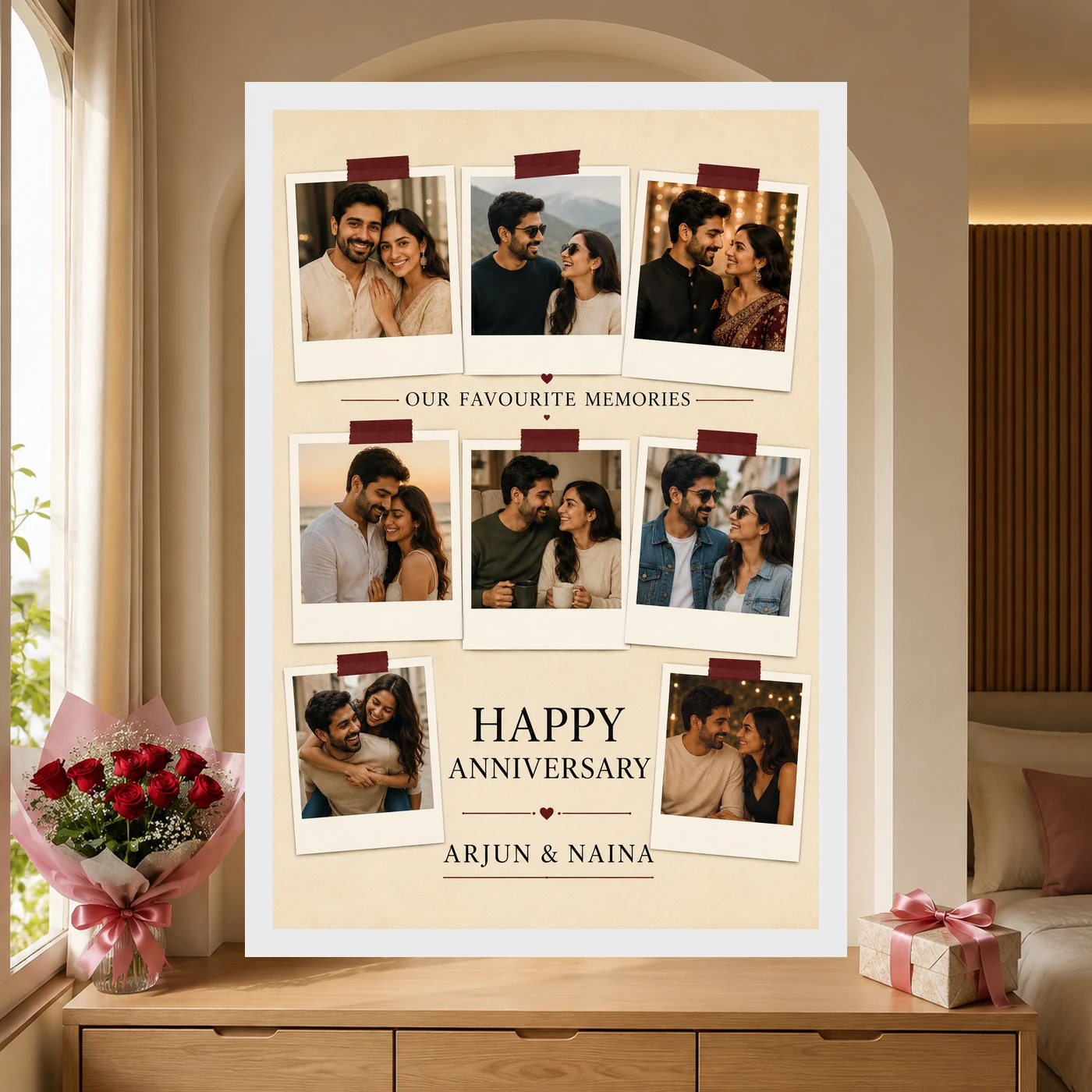 Collage Photo Frame for Anniversary Black Gold Luxury Memories Photo Frame, view 6