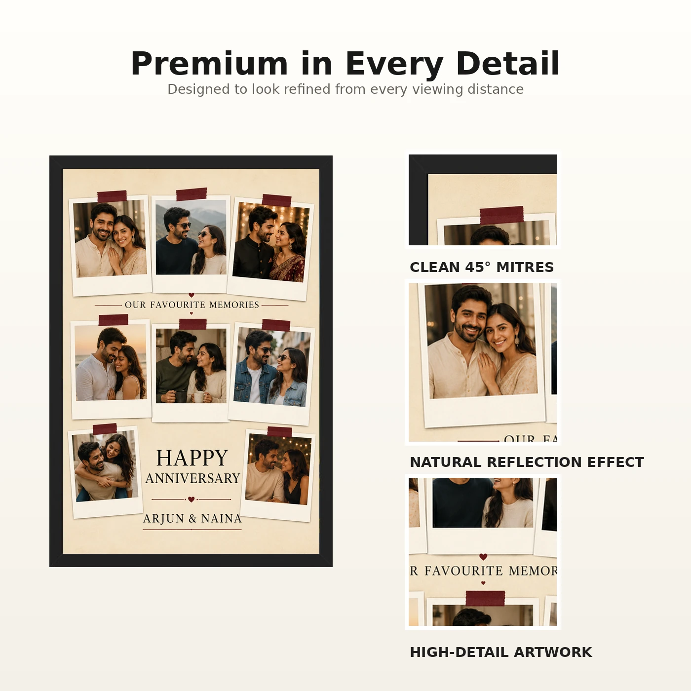 Collage Photo Frame for Anniversary Black Gold Luxury Memories Photo Frame, view 9