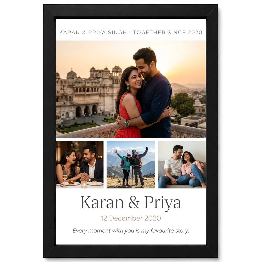 Couple Collage Photo Frames Black Gold Elegant Love Photo Frame